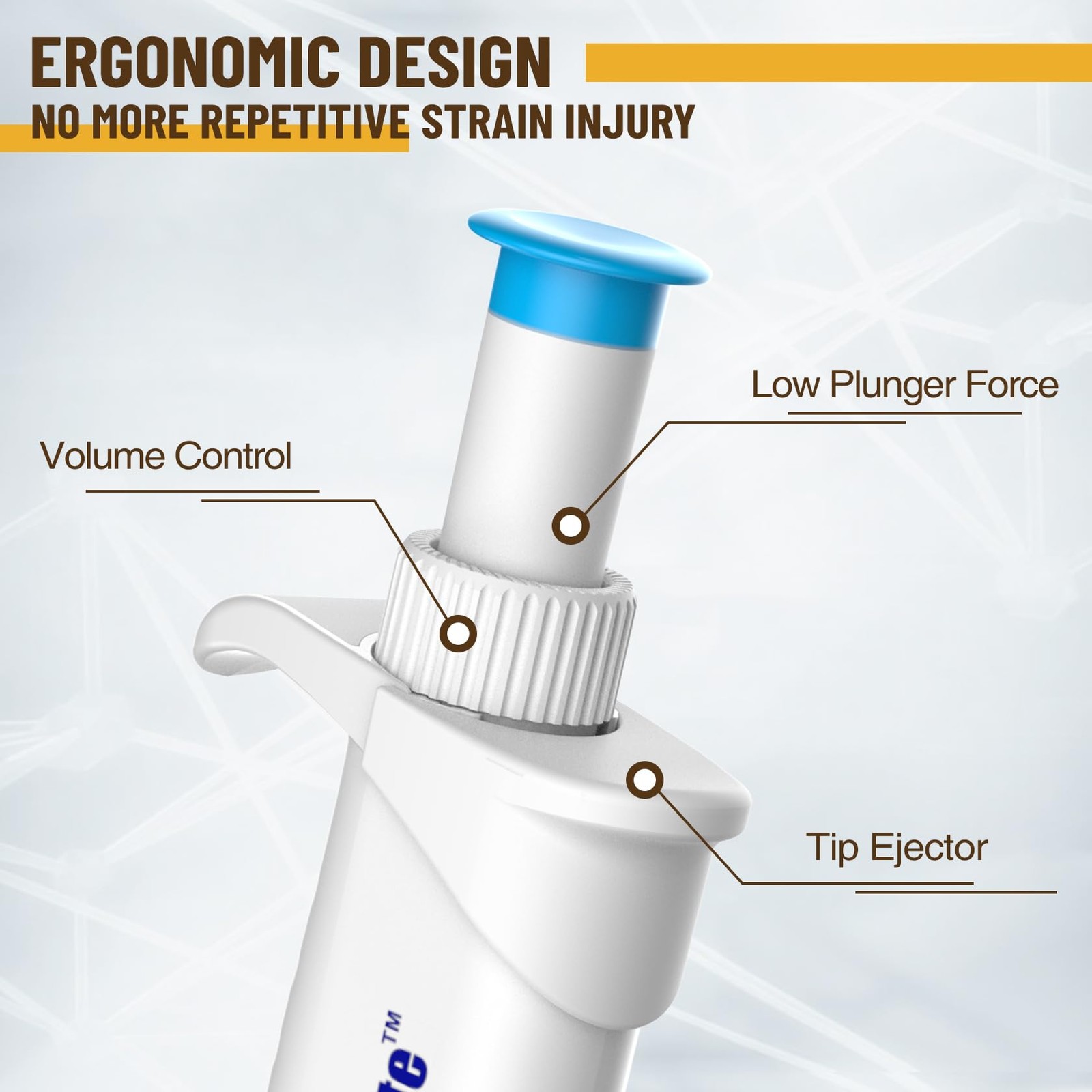 Lab 20-200µL Pipette: Single-Channel Adjustable Micropipette with Color-Coded