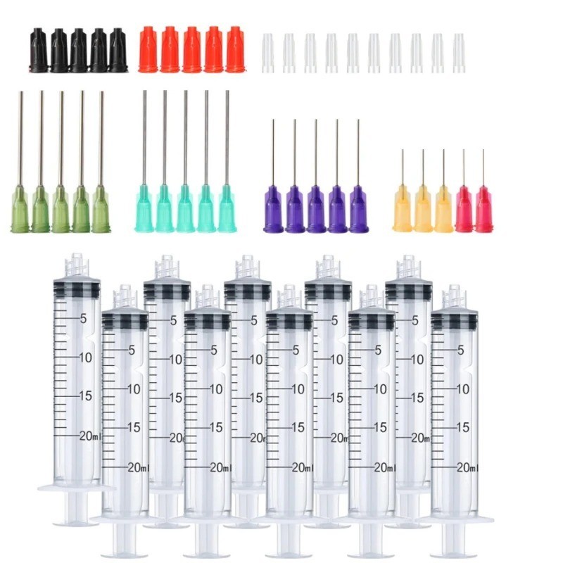 20-65Pack Syringes with 14ga-25ga Blunt Tip Needles With Syringe Caps and Needle
