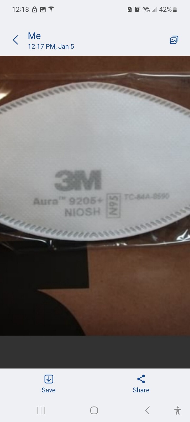 3M 9205+ AURA N95 NIOSH Approved Particulate Respirator Mask Face Masks USA MADE
