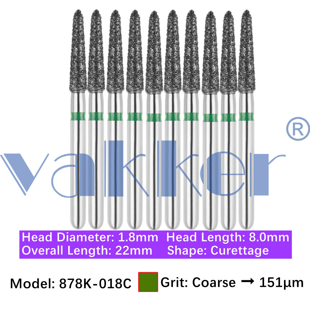 10pc Diamond Bur Shape Bevel Cylinder & Gingival Curetage Fine Medium Coarse