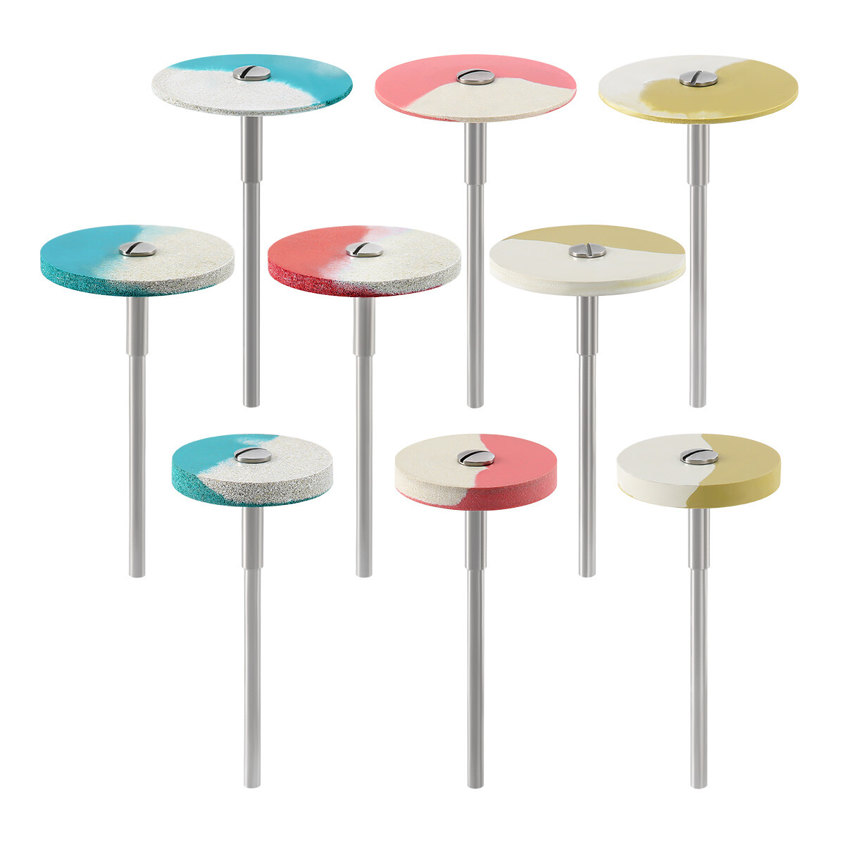 Dental Rubber Diamond Polisher Wheels Disc Burs HP 2.35mm Coarse Medium Fine