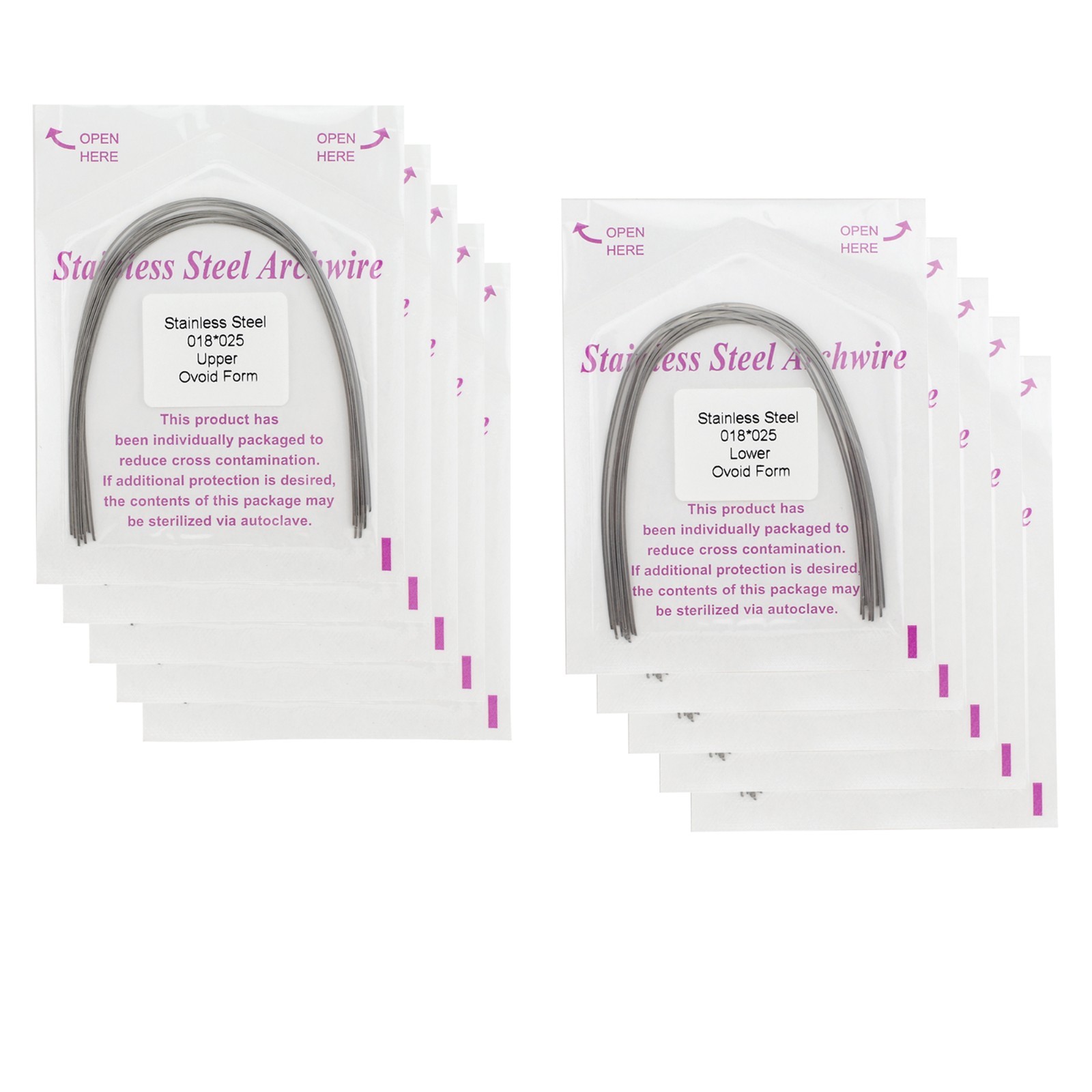 Dental Orthodontic Arch Wires Niti Stainless Steel Ovoid Natural Form 100pcs U/L