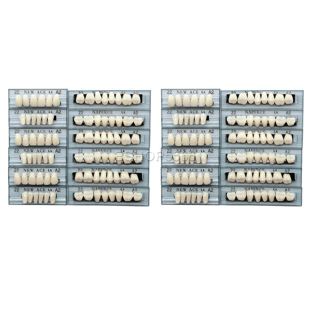 168pcs/6Set Dental Denture Acrylic Resin Full Set Teeth Upper + Lower Shade A2