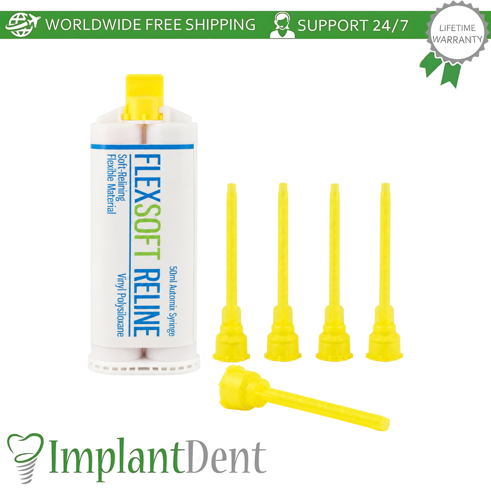 Dental Flex Soft Reline Relining Flexible Material 50ml Pink Silicone Denture