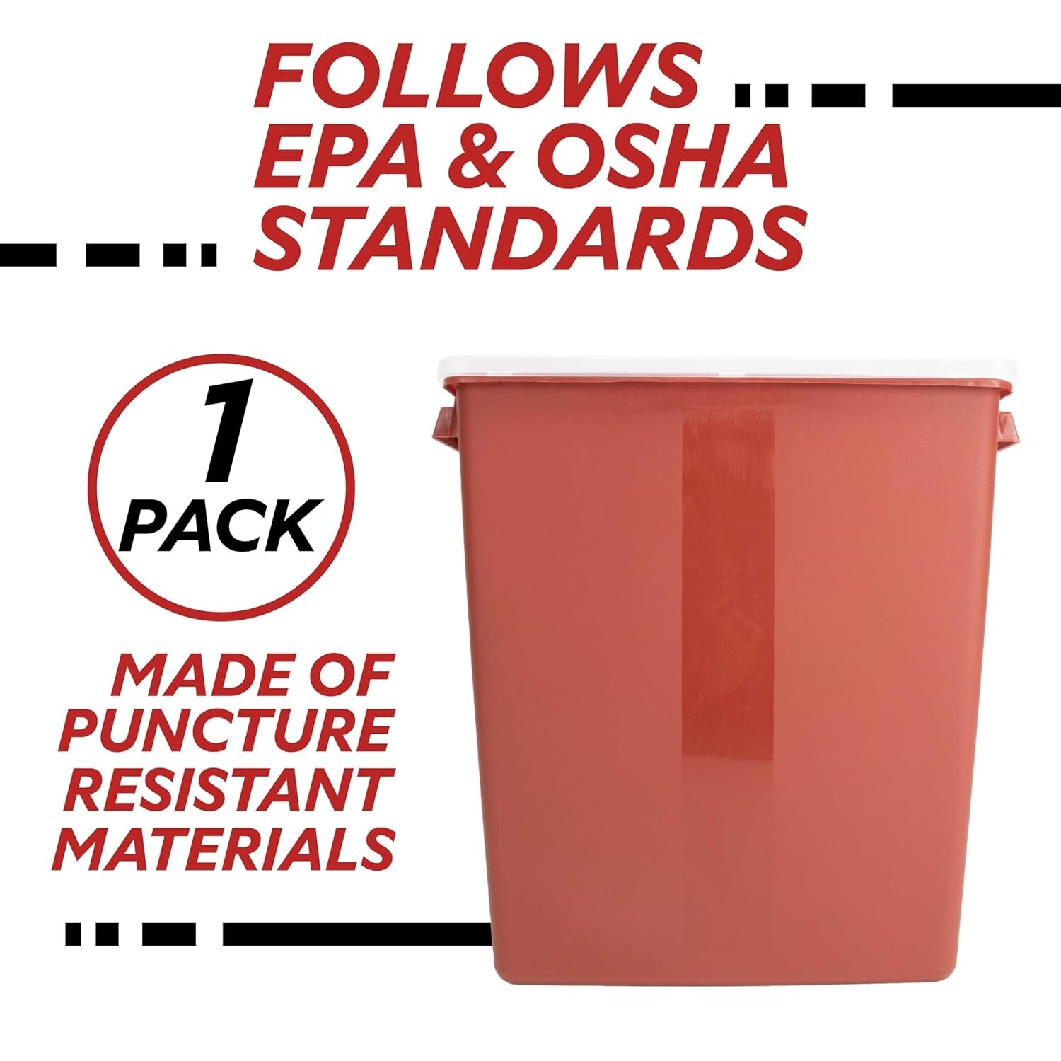 Sharps Container for Home Use & Professional, 3 Gallon (1-Pack) with Locking Lid