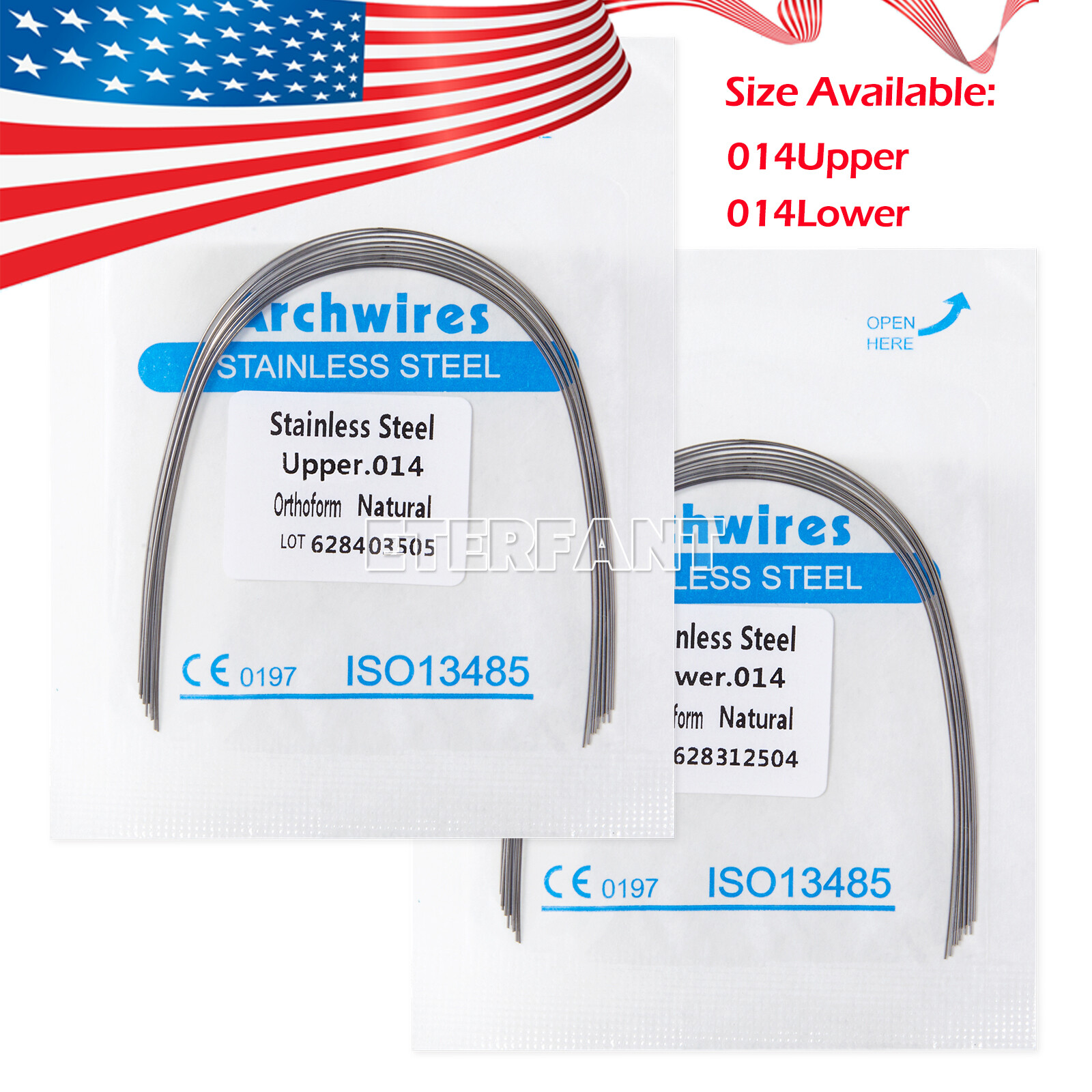 ETERFANT Dental Ortho Arch Wires Super Elastic NiTi/Stainless Steel Round US