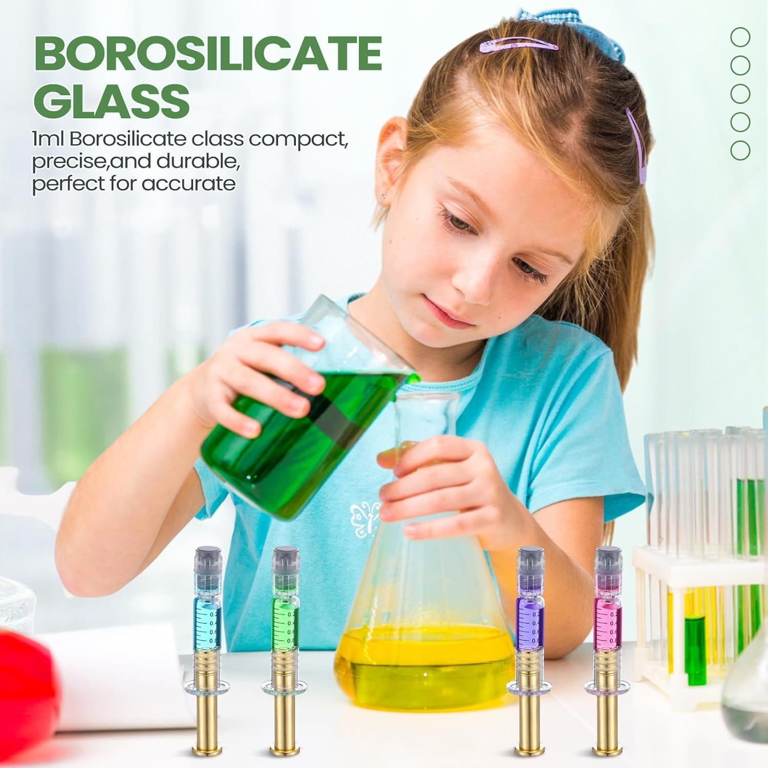20 Pcs 1Ml Borosilicate Glass Syringes with Gold Metal Plunger, Leakproof Luer C
