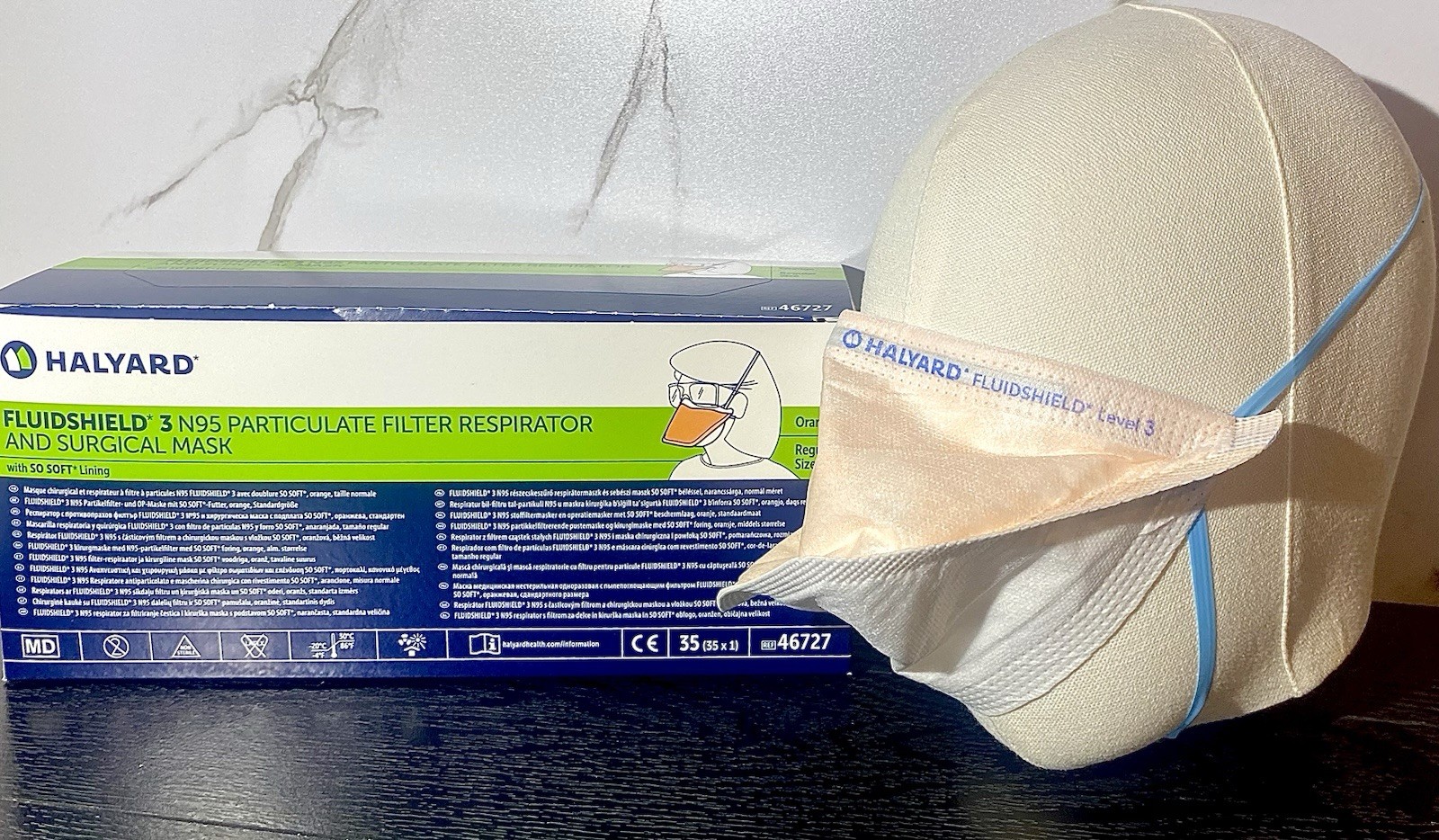 Halyard Fluidsheild N95 Surgical Face Masks- ASTM Level 3, Regular size 35ct.