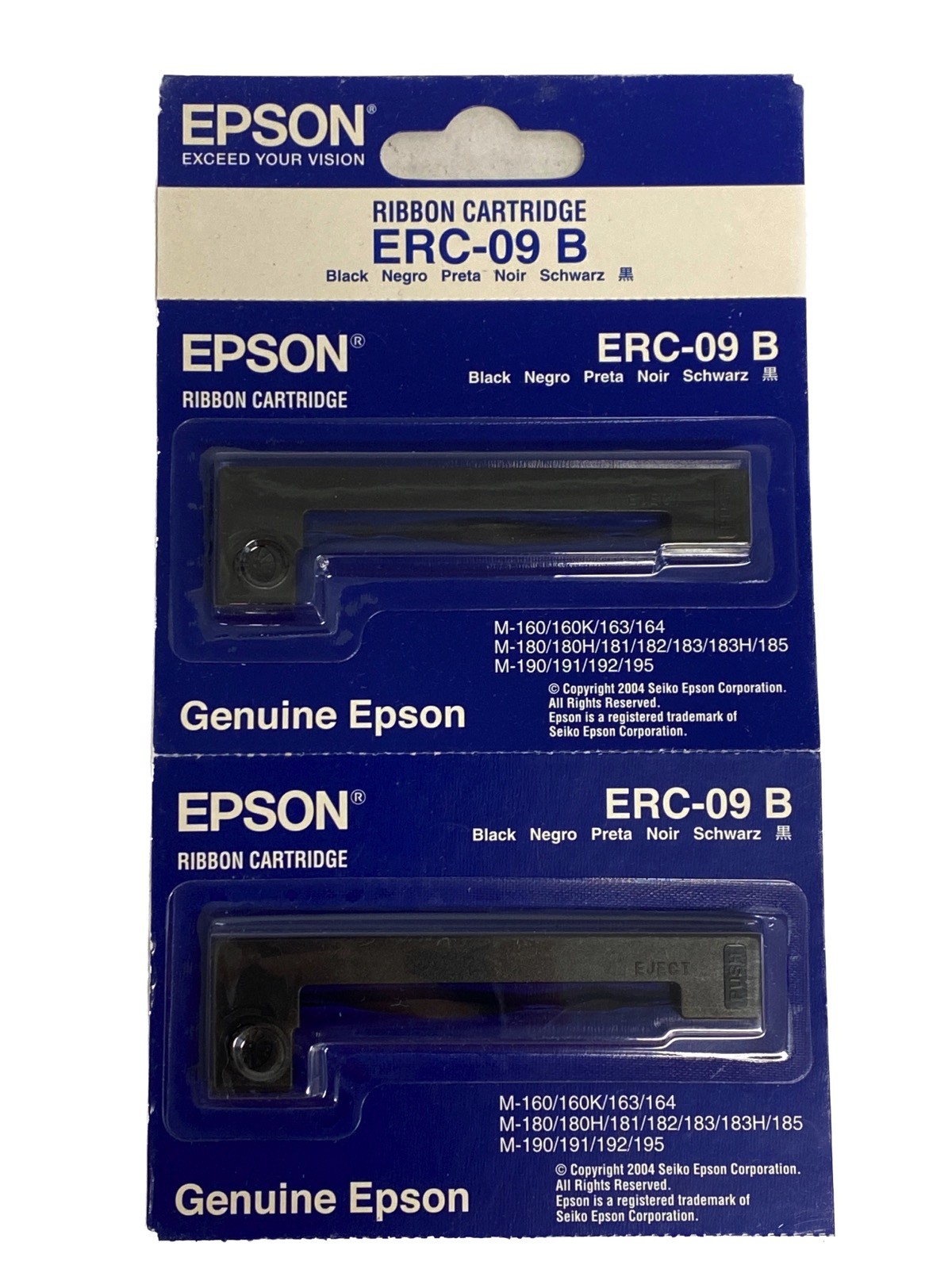 (2) EPSON ERC-09B Black Printer Ribbon Cartridges M160/180/190/191G/163/164/181/