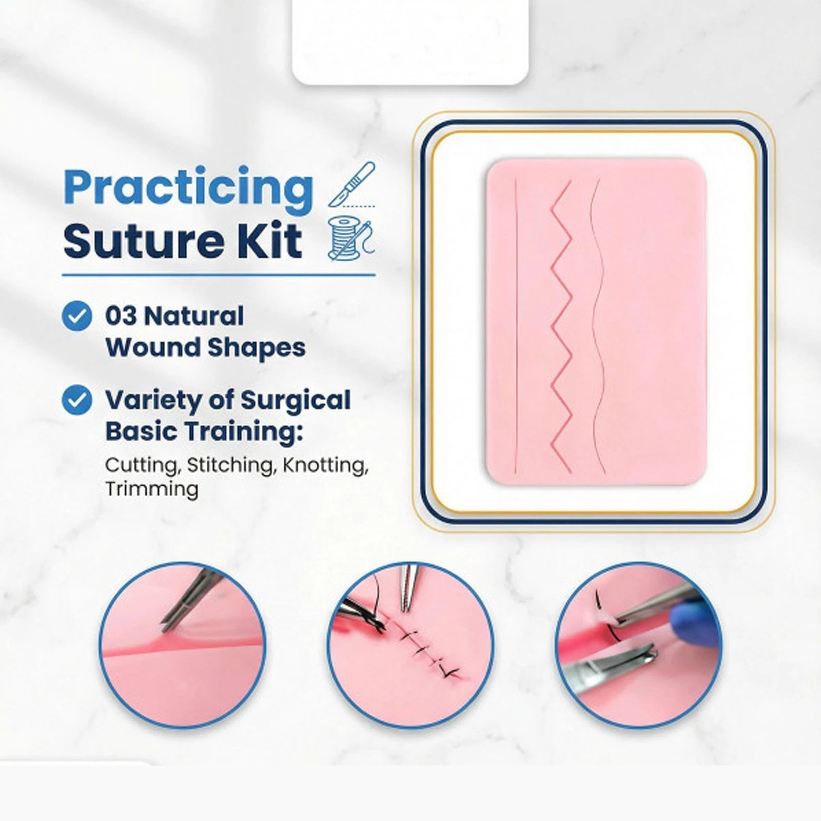 New Medical Skin Suture Practice Silicone Pad Wound Simulated For Training Kit