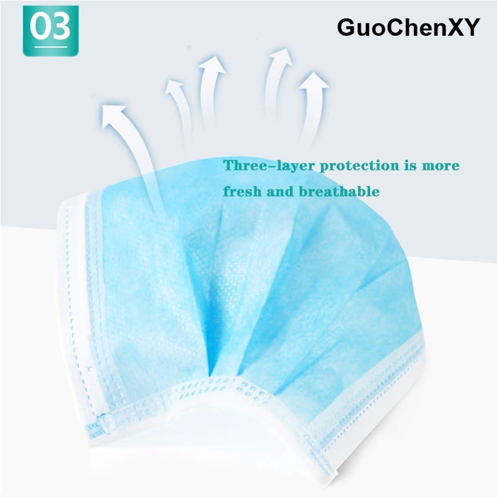 50 Pcs 3 Ply Earloop Face Masks – 95% Filtration, Adjustable Nose Clip