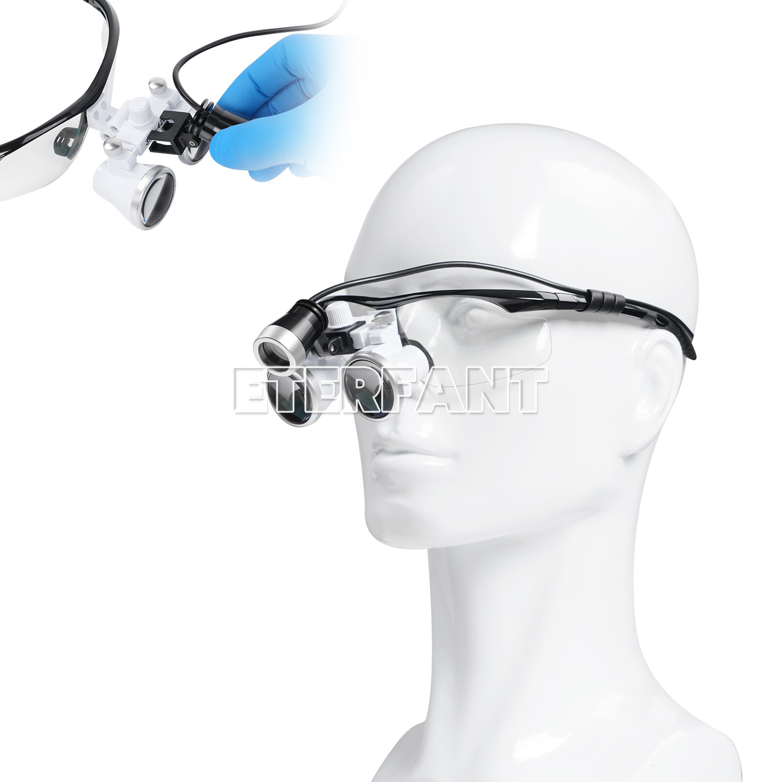 ETERFANT Dental 3.5x Magnifier Medical Binocular Loupes+3W LED Head Light Lamp