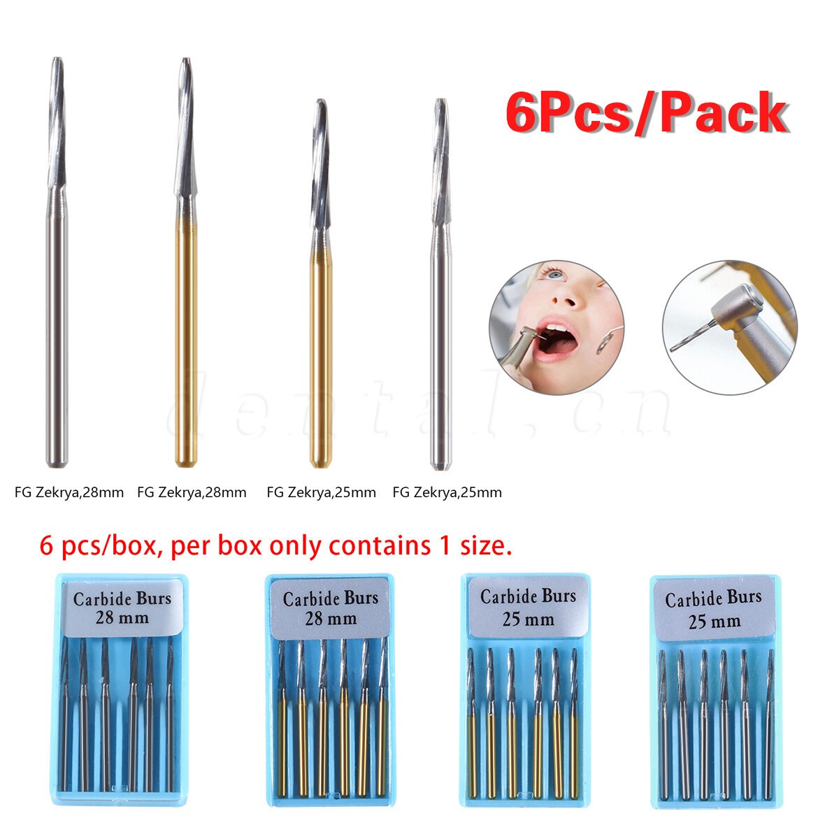 Dental Surgical Zekrya Carbide Tungsten Bone Cutters Finishing FG Bur 25/28mm