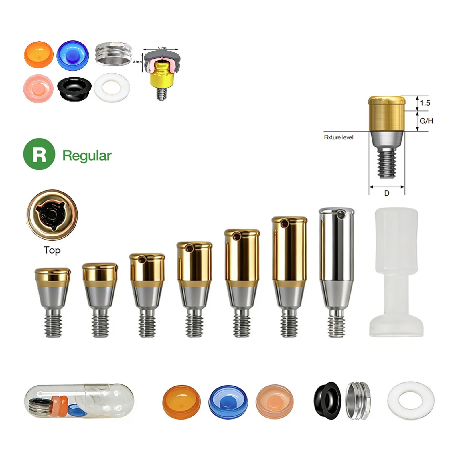 Dental Overdenture Zest Locator Abutment Male Cap for HIOSSEN Osstem M/R Platfor