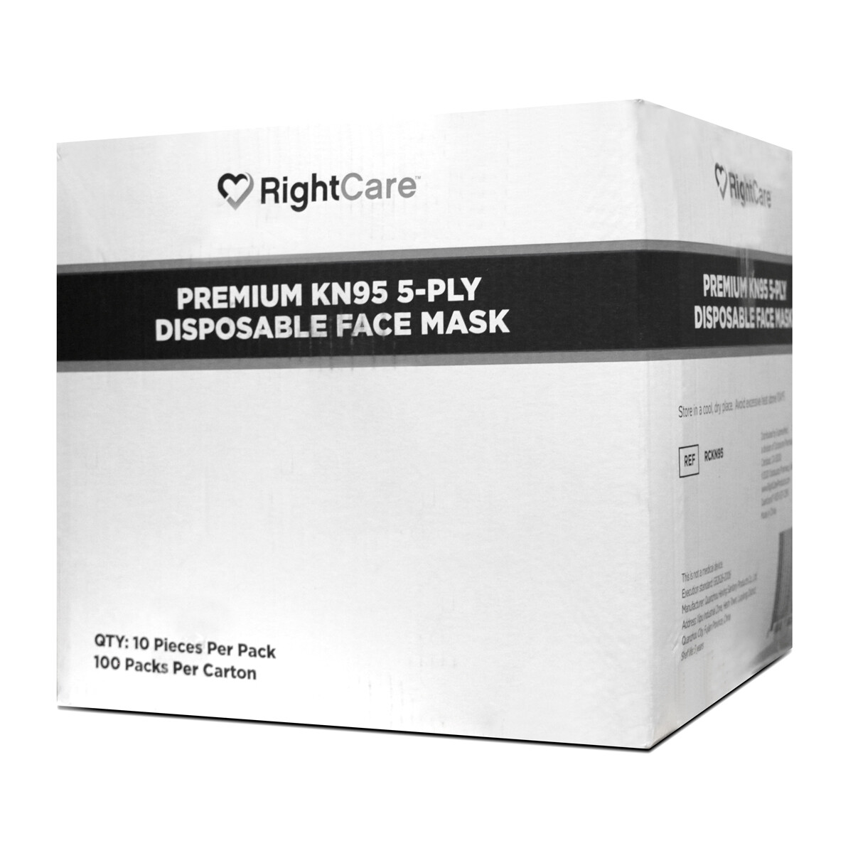 RightCare KN95 Protective Face Mask (Non-Medical), 5-Ply, 99% PFE, Case of 1000
