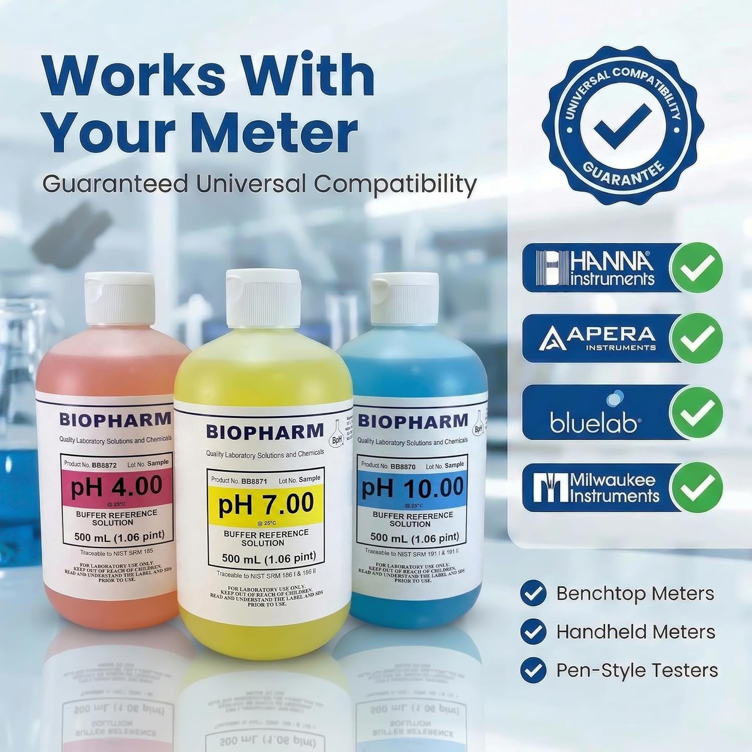 pH Buffer Calibration Solution Kit 4-Pack — 250 mL 8.4 fl oz Each: pH 4.00 Bu…