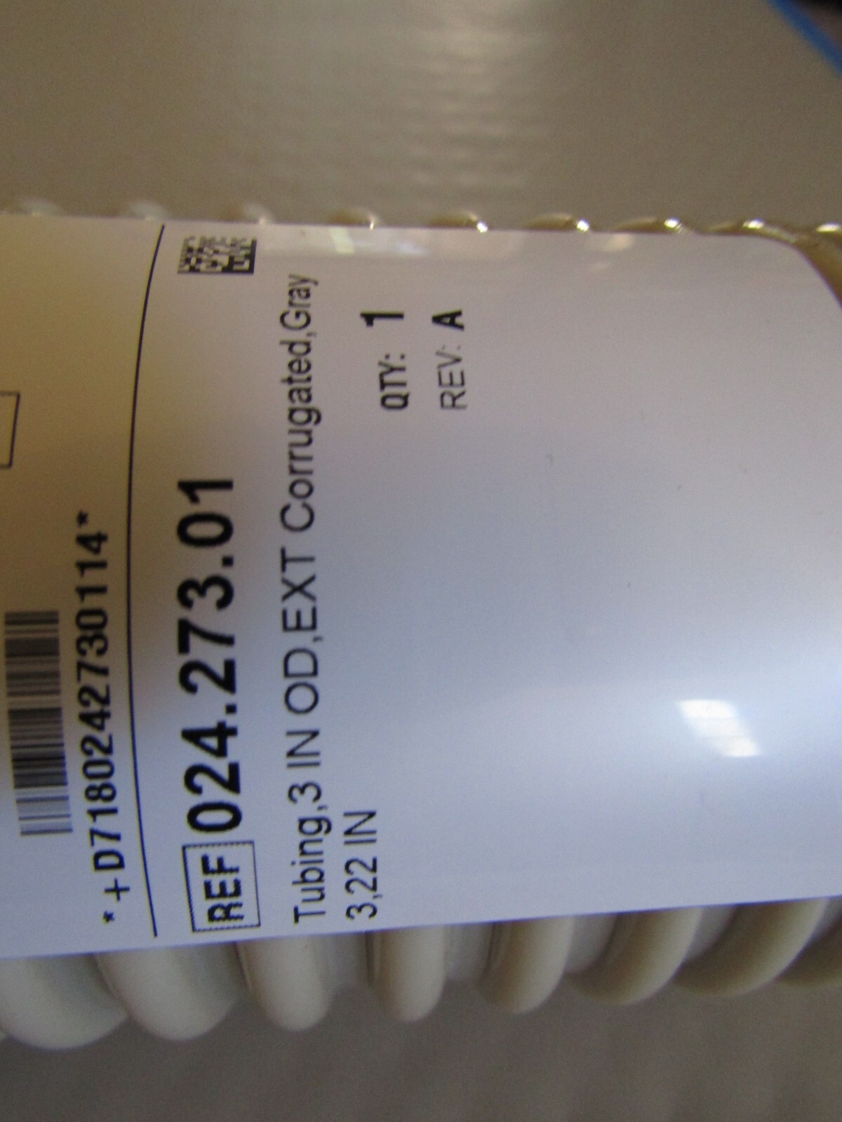 Adec Tubing 3 IN OD, EXT Corrugated, Gray, Length 22″, REF# 024.273.01