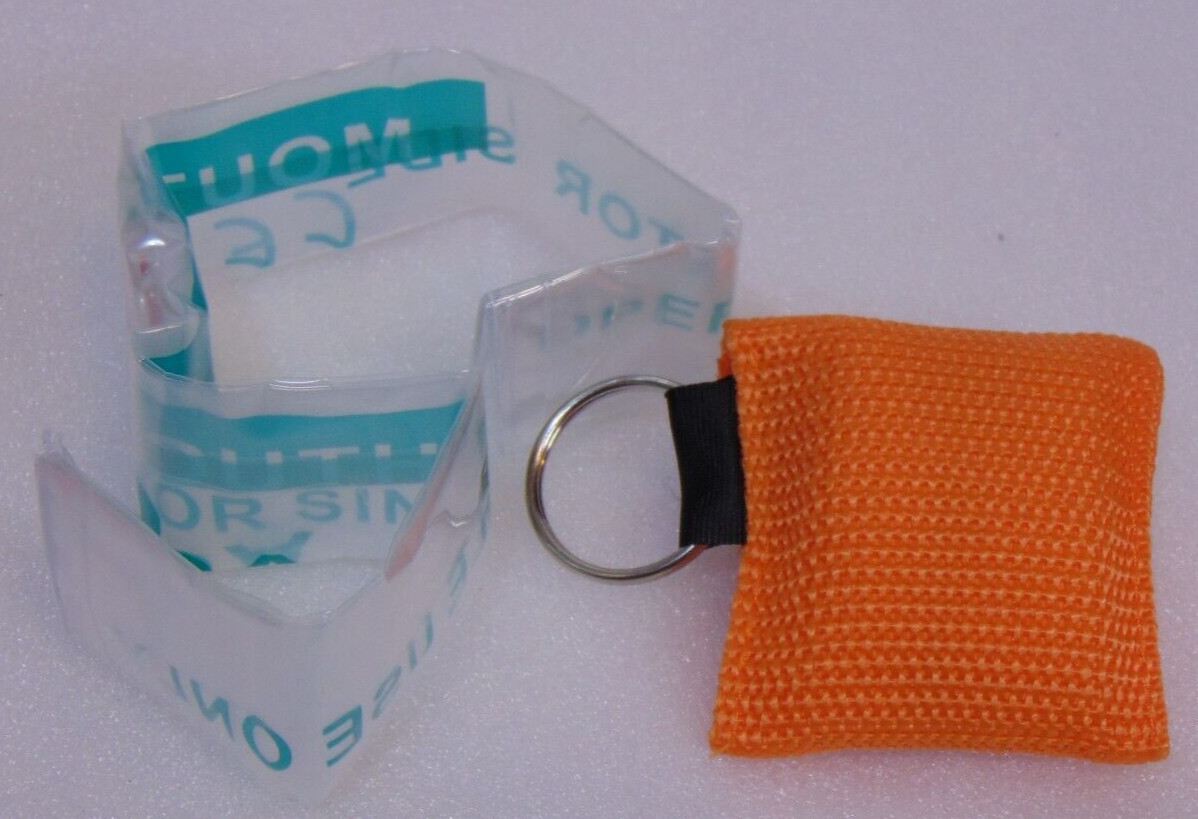 Pocket CPR Mask Face Shield Keychain 1 Orange Compression CPR Safety Device