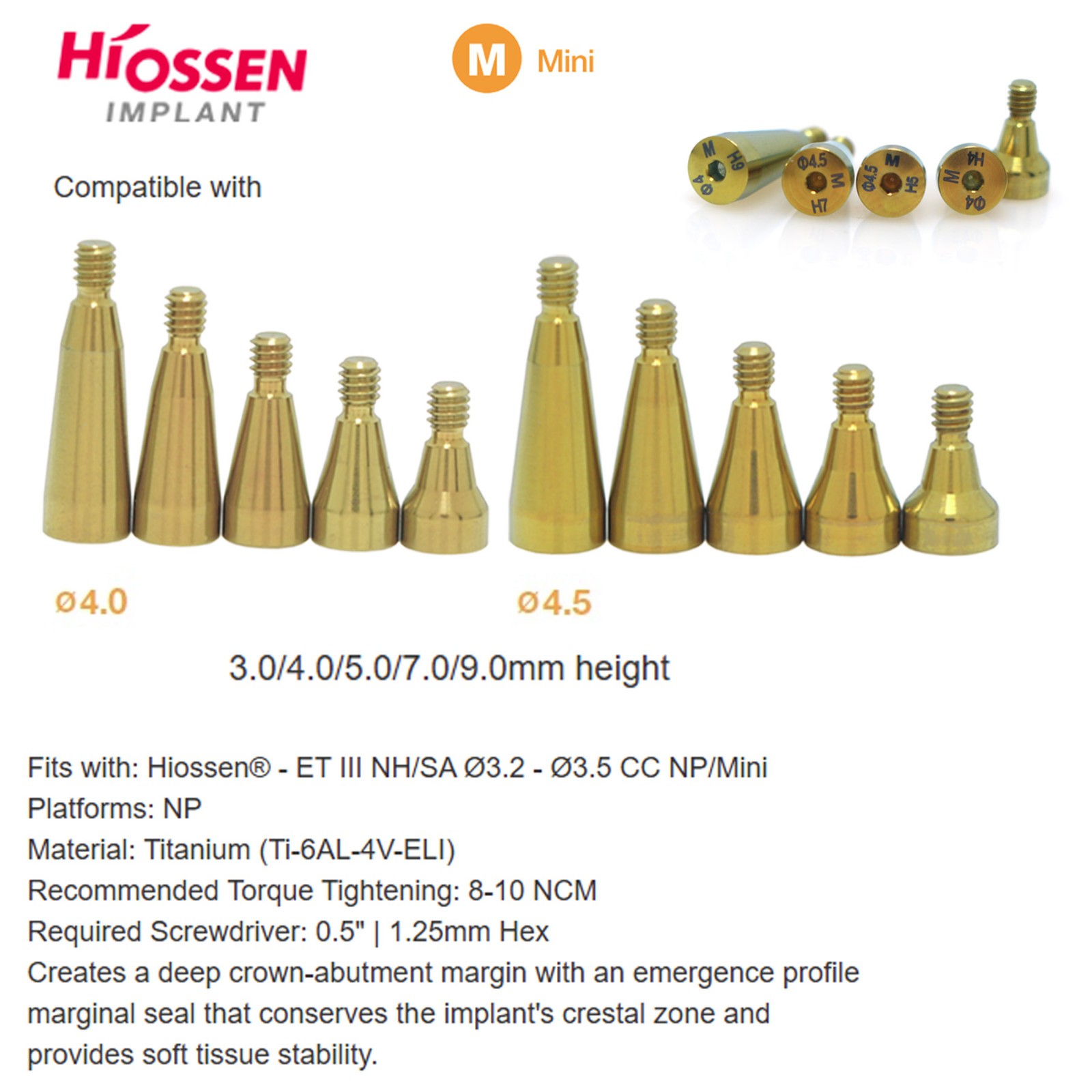 US 5Pcs Dental Healing Abutment Cap Mini Regular Platform Fit Osstem Hiossen