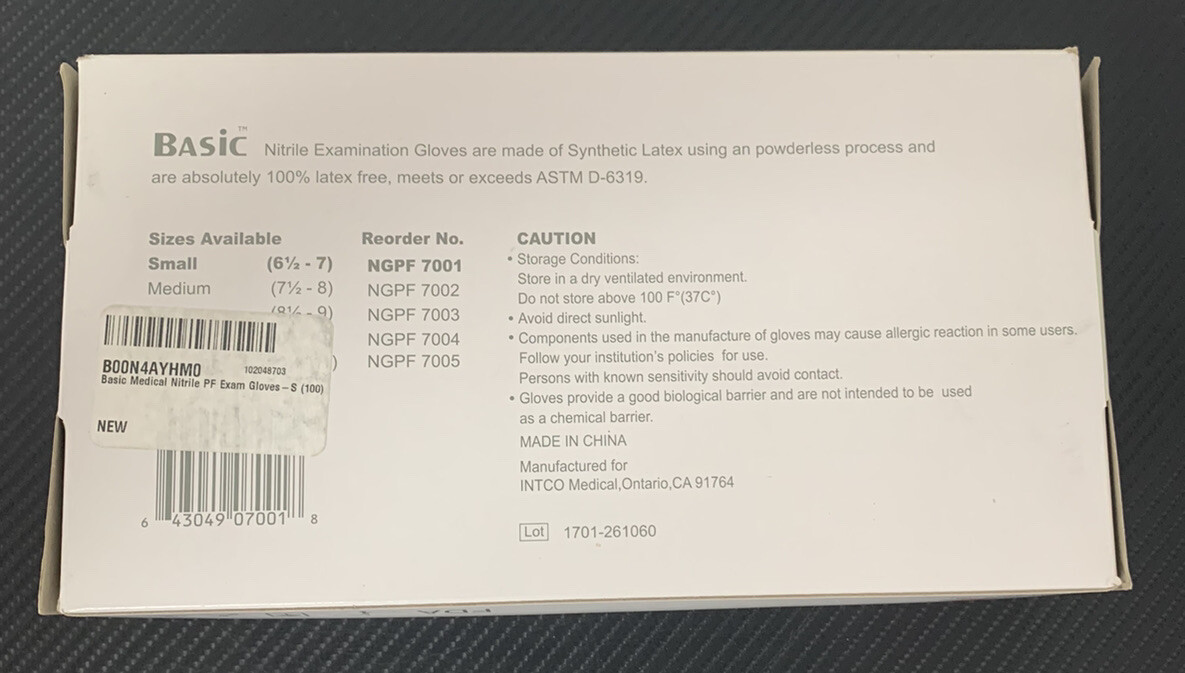 Synguard Nitrile Exam Gloves, Small 100/Box – Powder Free, Rubber Latex Free..
