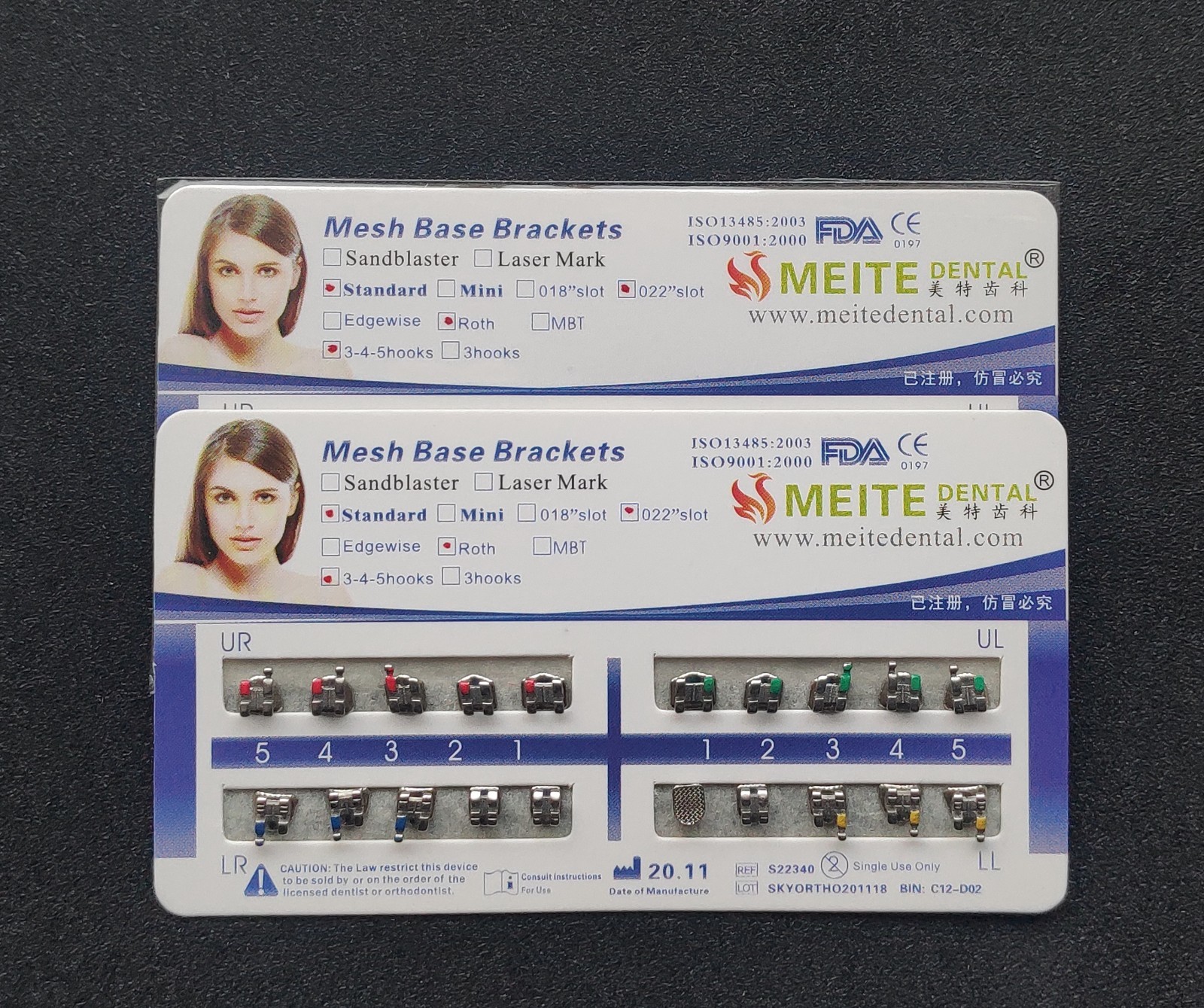 10 Packs Dental Orthodontic Metal Bracket Braces Standard Roth MBT Mesh Base