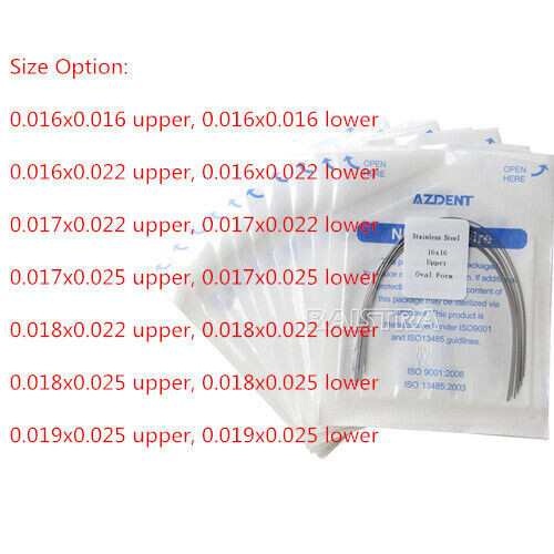 AZDENT Dental Orthodontic Stainless Steel Arch Wire Rectangular 10pcs/pack