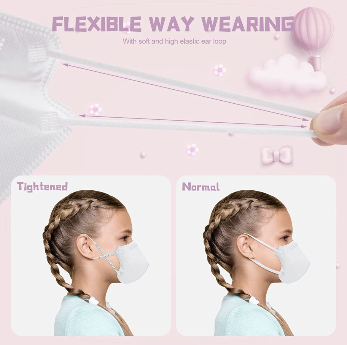 100/20 Pcs White KN95 Protective 5 Layer Kids Face Mask BFE 95% Disposable Masks