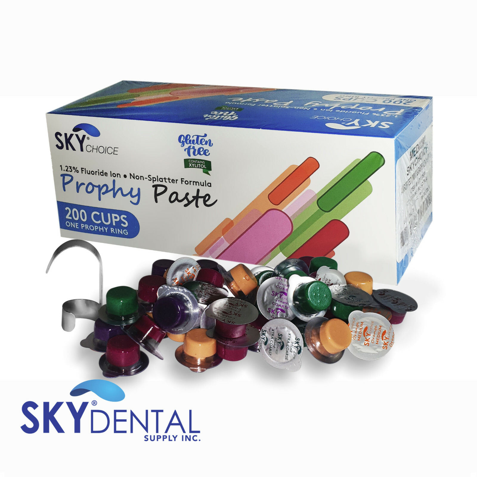 Dental Prophy Paste 200 cups Prophylaxis Non Splatter Medium Grit Assorted Flav.
