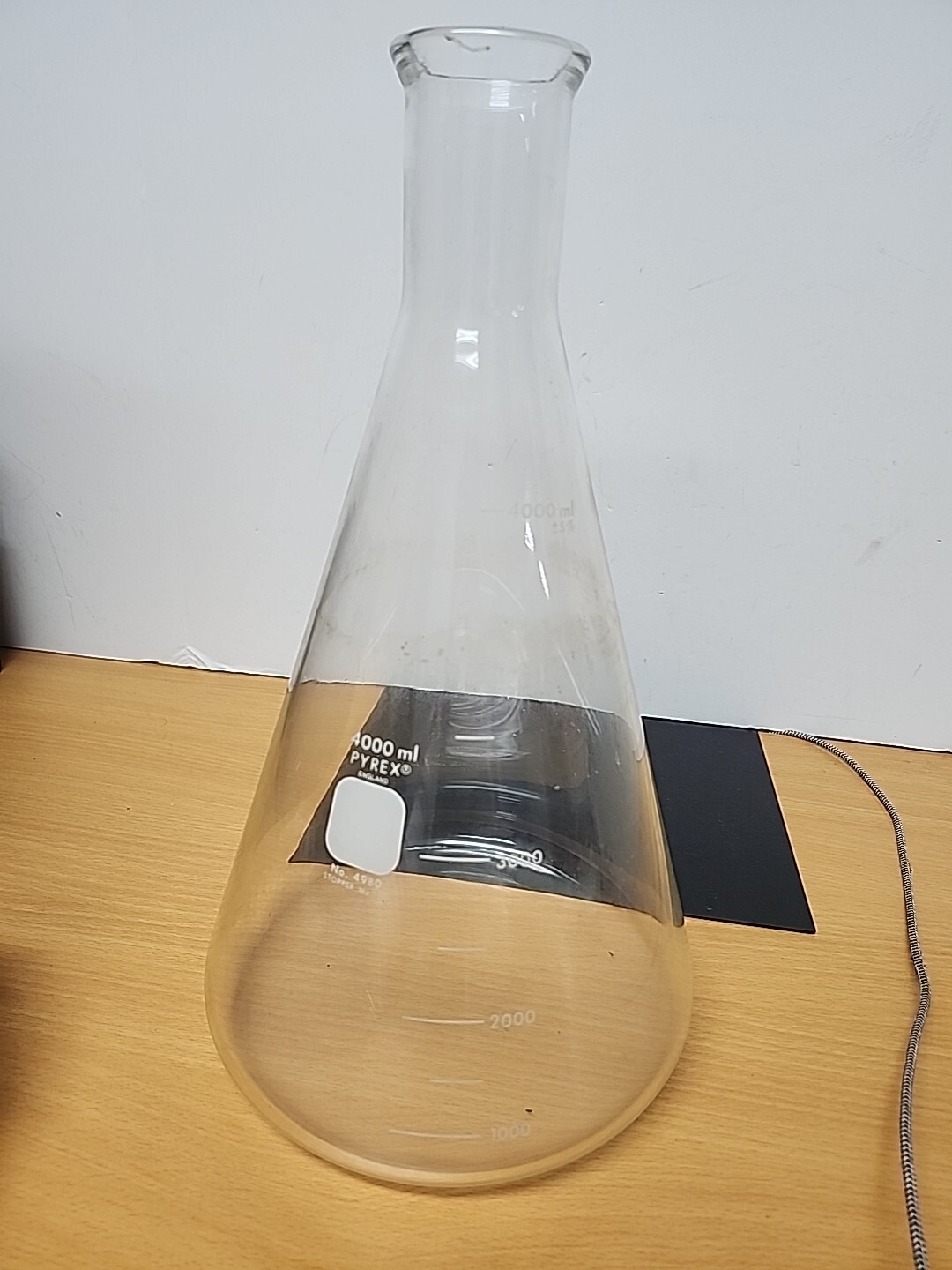 KIMAX Glass Heavy Duty Rim Erlenmeyer Flask #26500 4000ml Made In USA