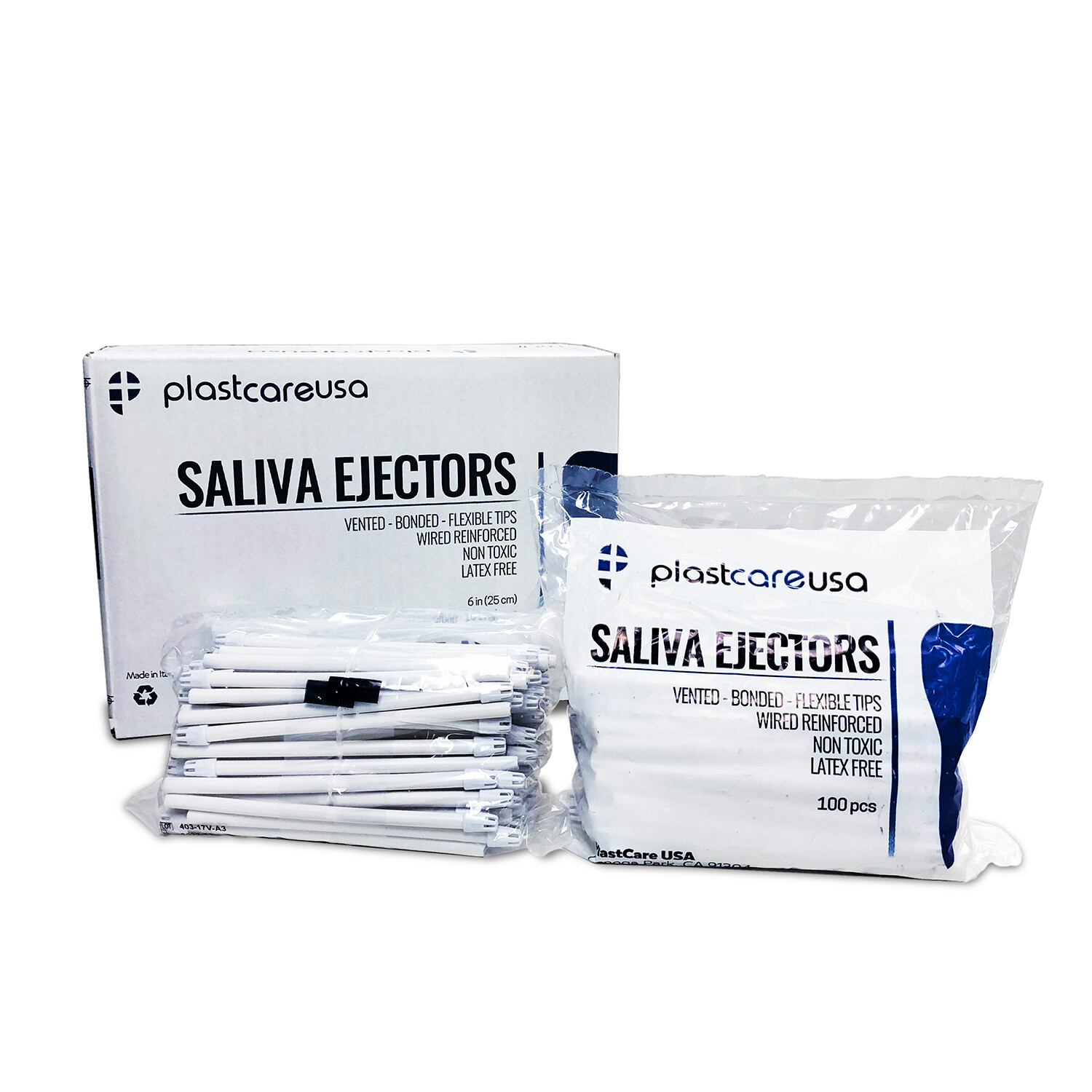 White Saliva Ejectors 100 pkg