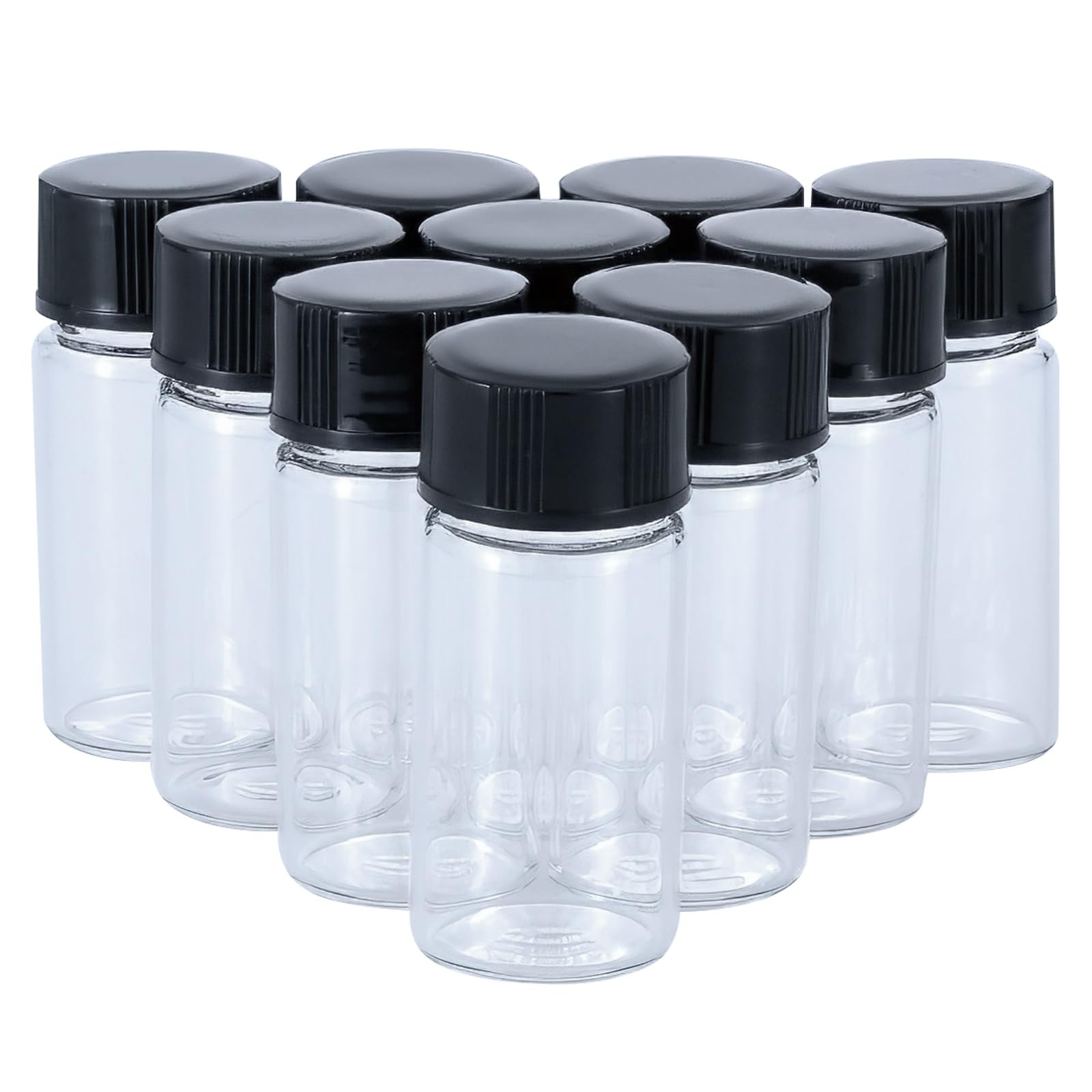 10 Pc 5ml Mini Clear Glass Vials with Plastic Screw Caps for Essential Oils