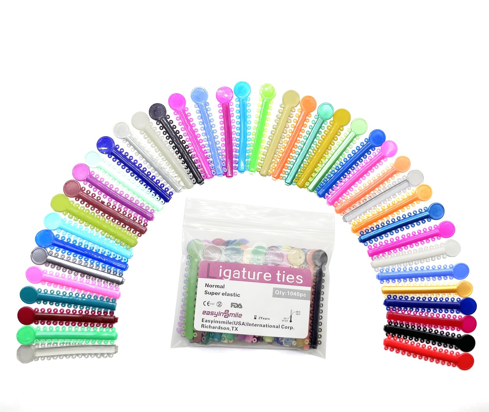 SNAWOP Orthodontic Ligature Ties 1040PCS Multi Color with Gun