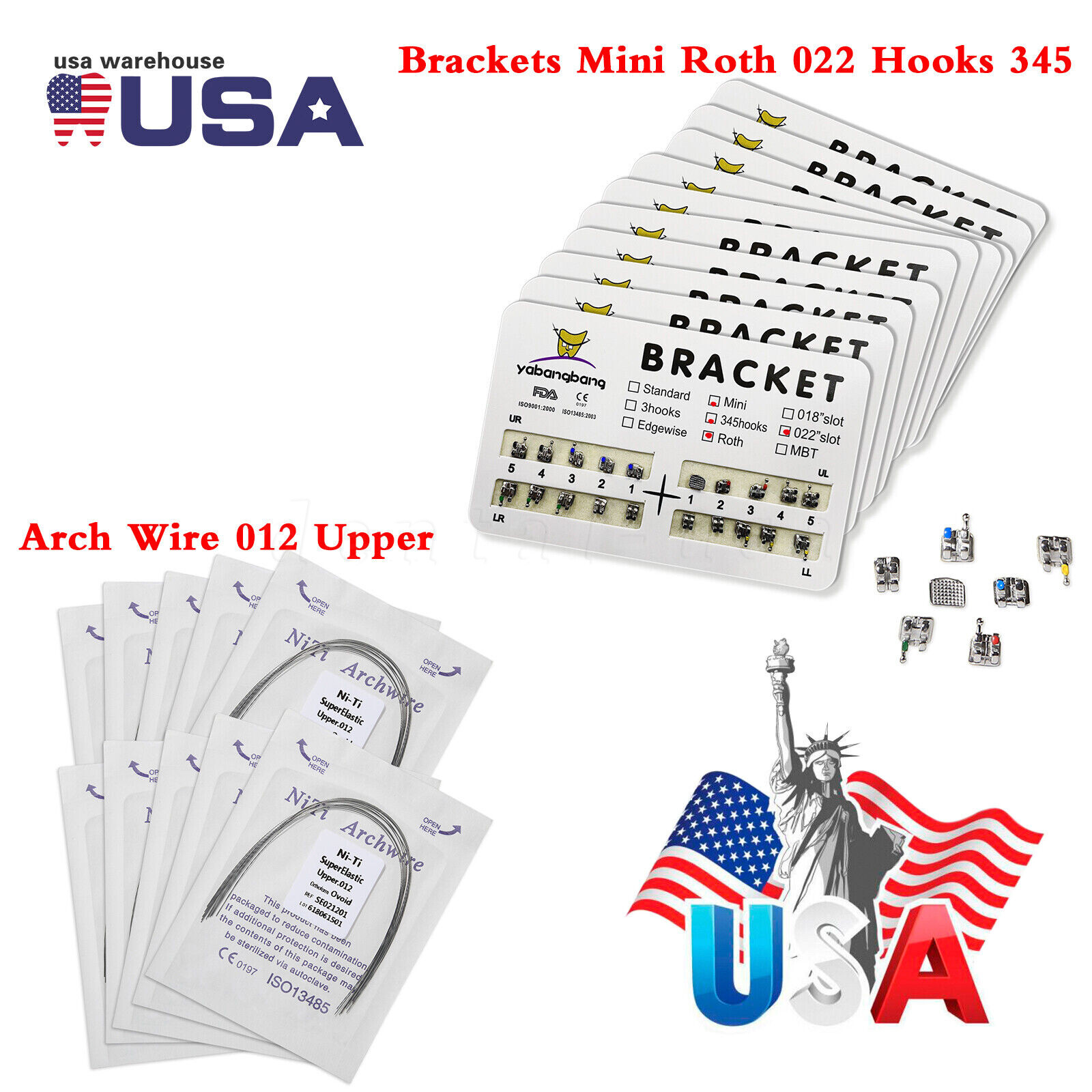 Dental Orthodontics Brackets Braces /Supper Elastic Niti Round Arch Wires OR