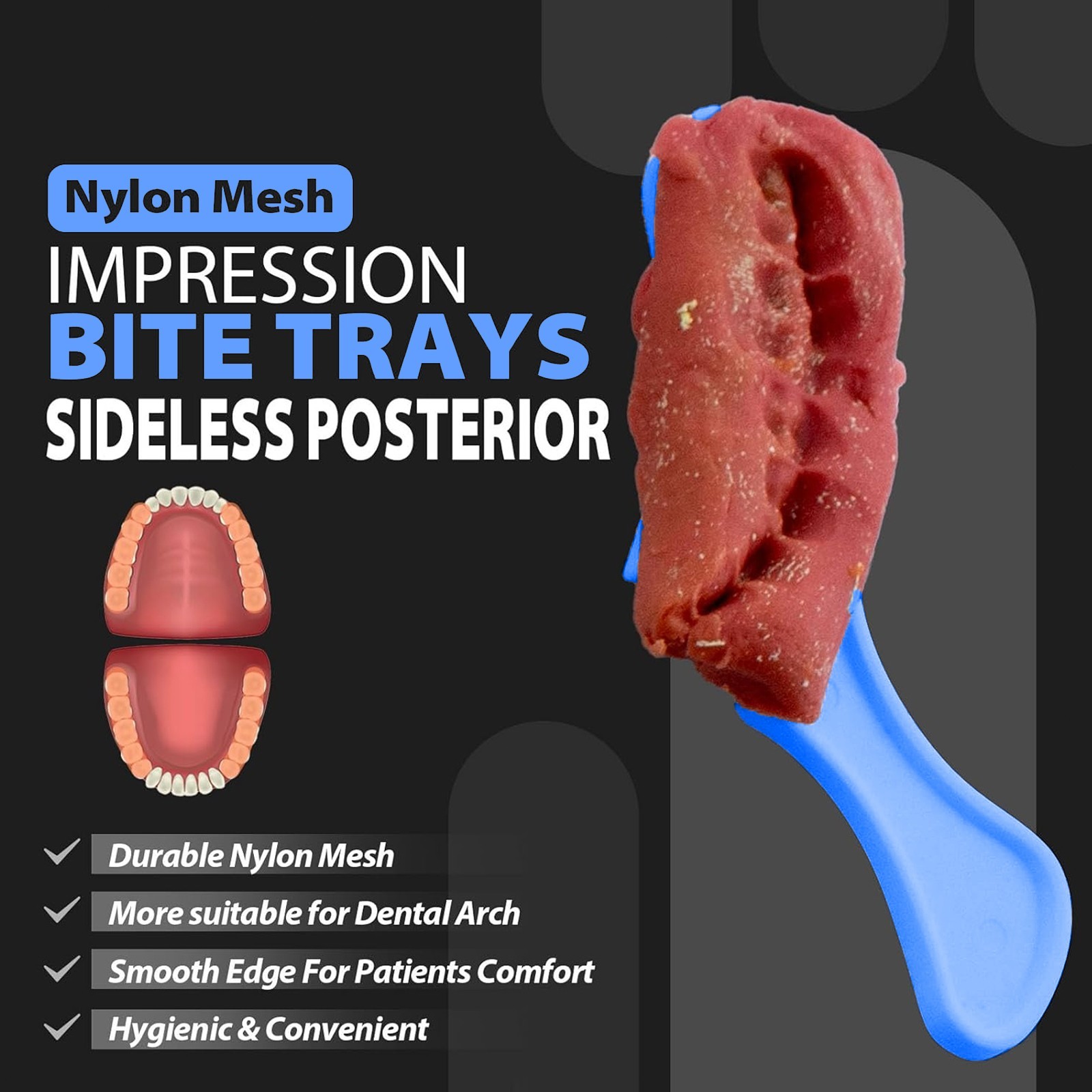 Dental Impression Bite Registration Triple Trays – Sideless(50 Pcs/Bag)