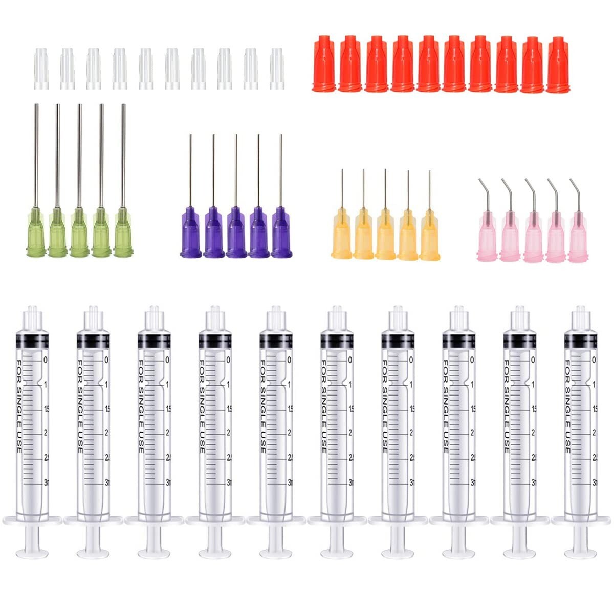 Glue Applicator Syringe with Blunt Tip Needle and Cap, for Liquid, Glue, Ink, Pe