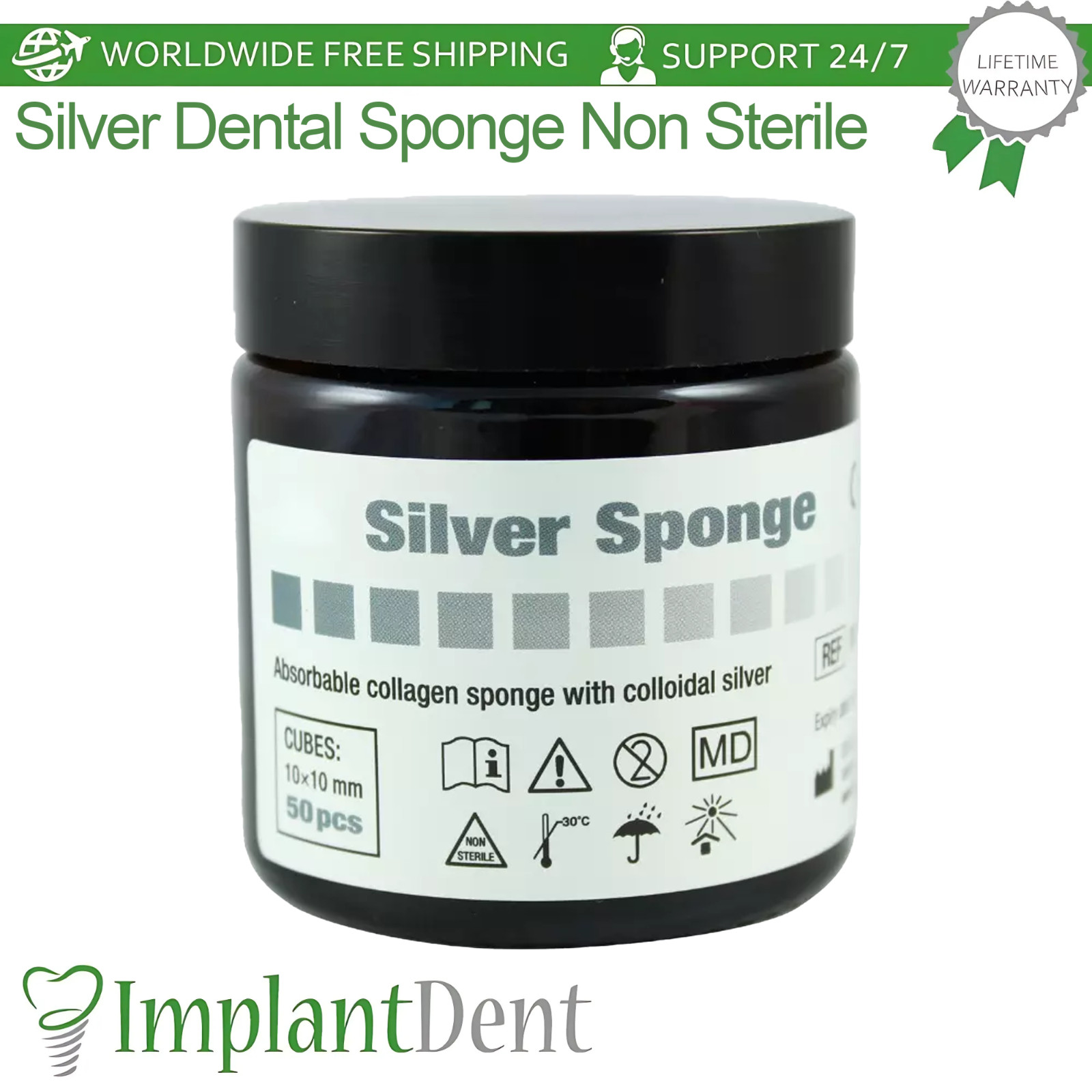 Non-Sterile Gelatin Hem0static Dental Sponges with Silver 50pcs Cubes Dentist