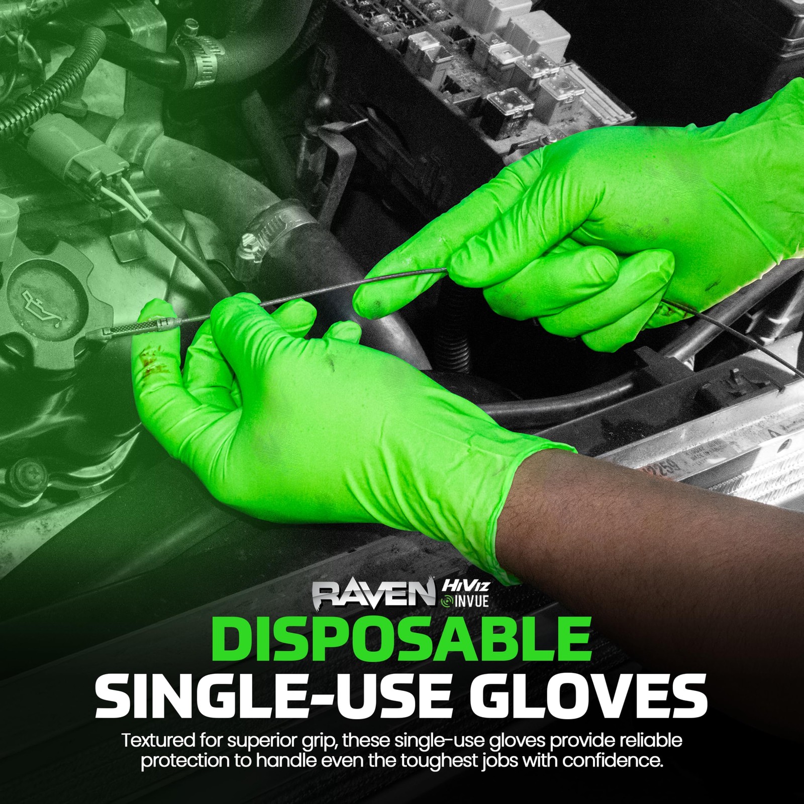 Safety 66551 Derma-VUE -Exam 6 Mil Nitrile Gloves, Medium, Neon Green