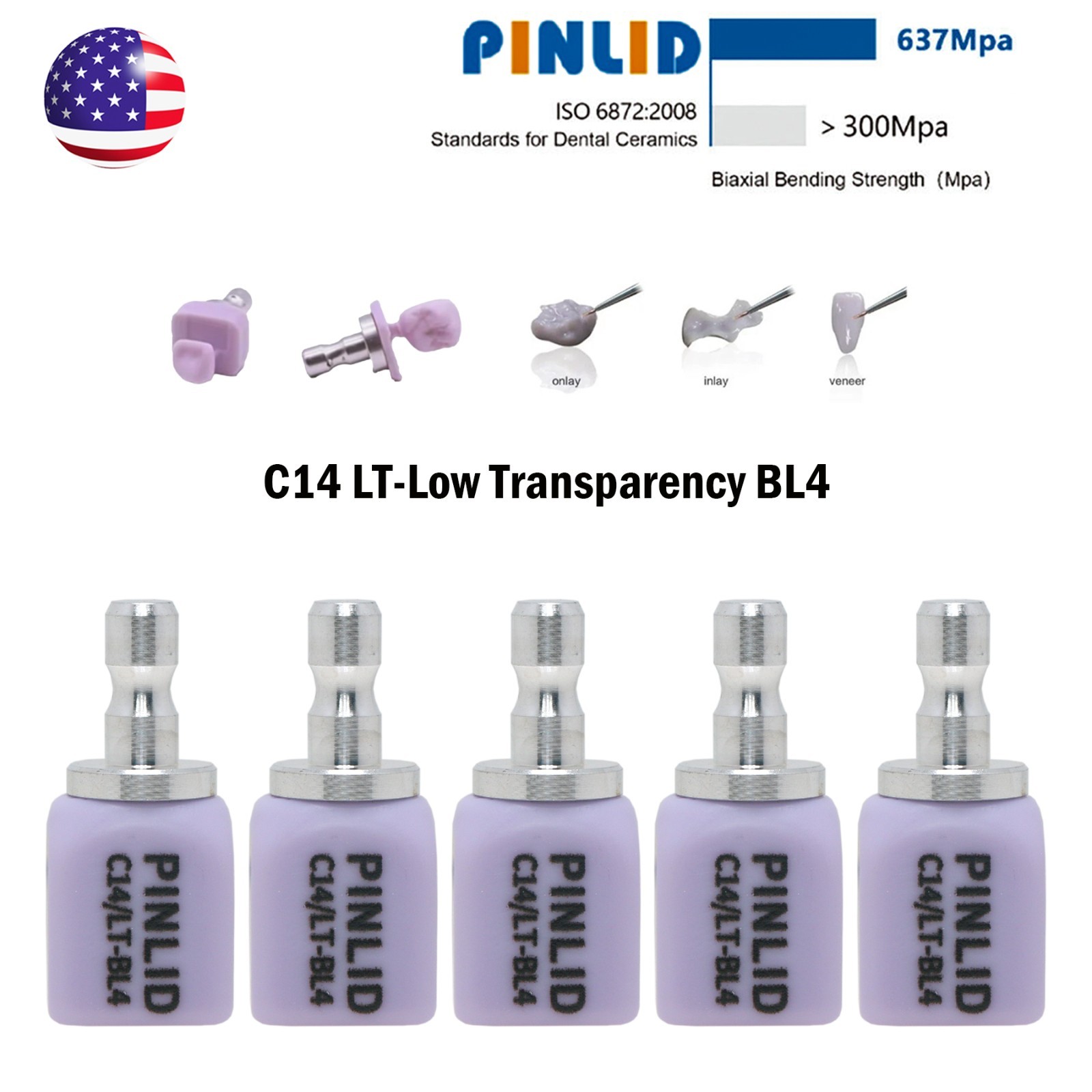 C14 Dental Emax Ceramic Blocks Lithium Disilicate CAD/CAM CEREC Block 5Pcs/box
