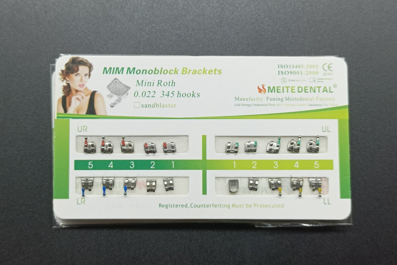 50Set Dental Orthodontic MIM Monoblock Brackets Mini Roth/MBT 022 Slot 345 hooks
