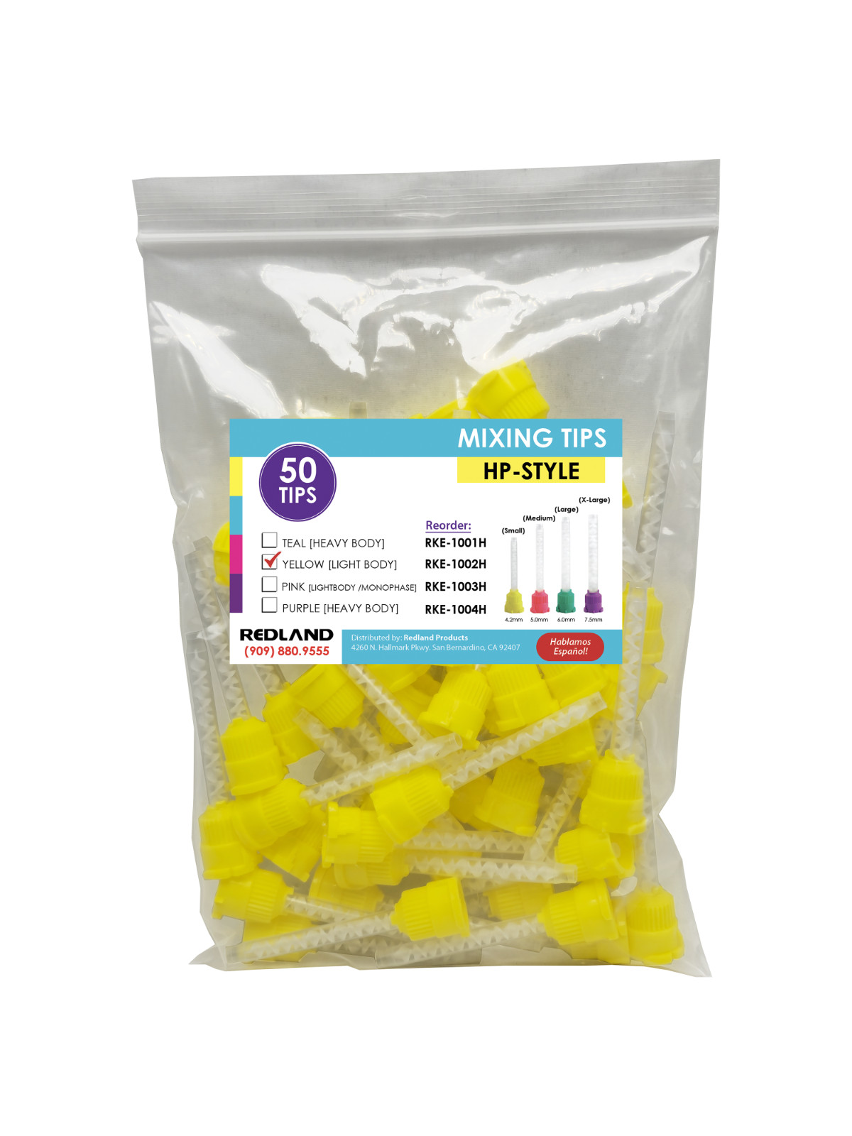 Dental Yellow HP Mixing Tips Defend Type 240 x 4.2mm Light Body Mydent Style