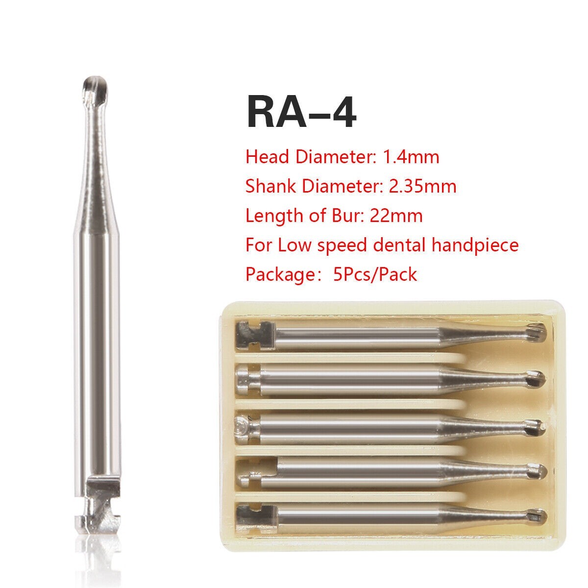 Dental Round Latch Carbide Bur RA 1 2 3 4 5 6 7 8 For Slow Speed 5Pcs/Box