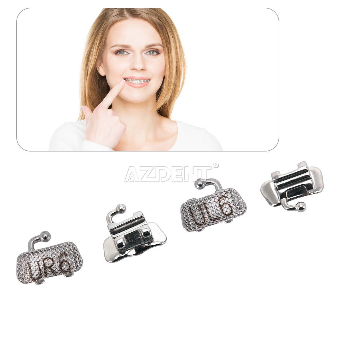 AZDENT Dental Orthodontic Bondable Buccal Tubes MBT/Roth 022 1st Molar Non-Conv