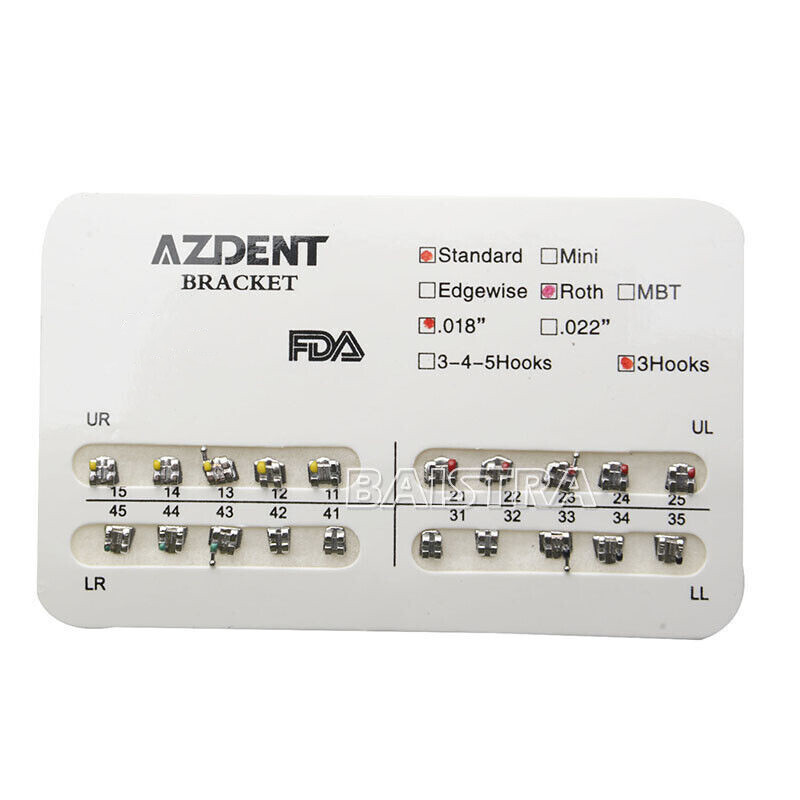 AZ Dental Orthodontic Bracket Braces Mini Standard MBT Roth Slot.018 022 Hooks