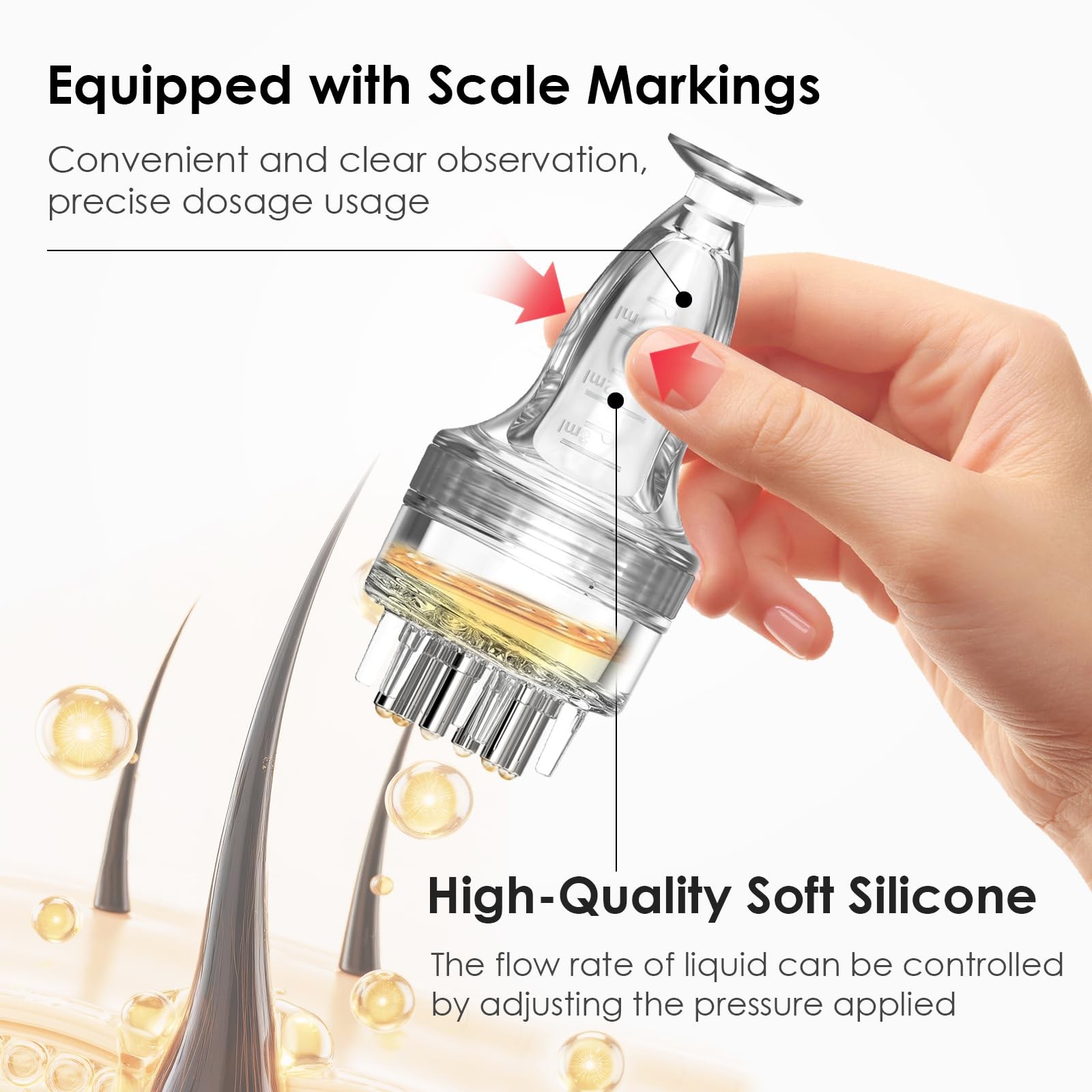 Minoxidil Applicator & Scalp Massager for 0.5 Fl Oz (Pack of 2), transparent