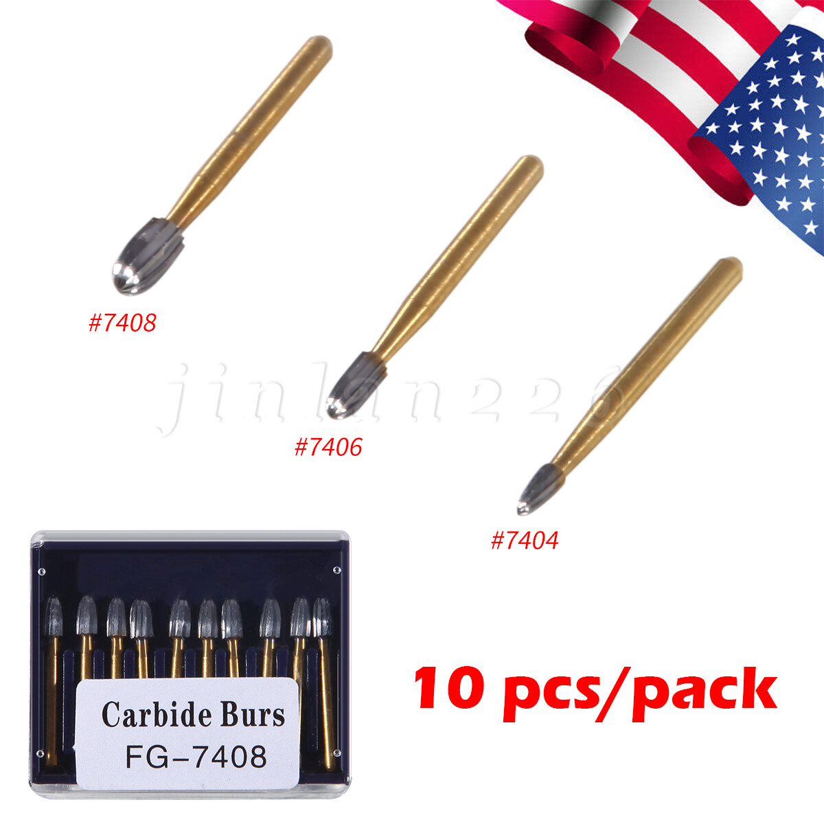 FG 7404 7406 8 Dental Trimming & Finishing Carbide Burs For High Speed Handpiece