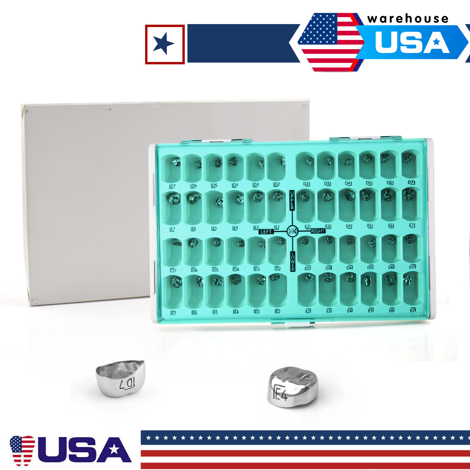 48pcs Stainless Steel Dental Kids Primary Molar Crowns Preformed Pediatric USA