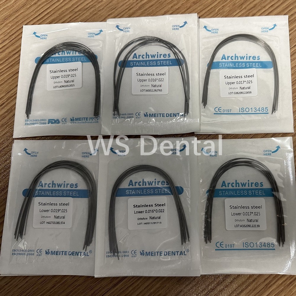 100Pc Ortho Dental Arch Wire S.S Natural Stainless Steel Wires Round Rectangular