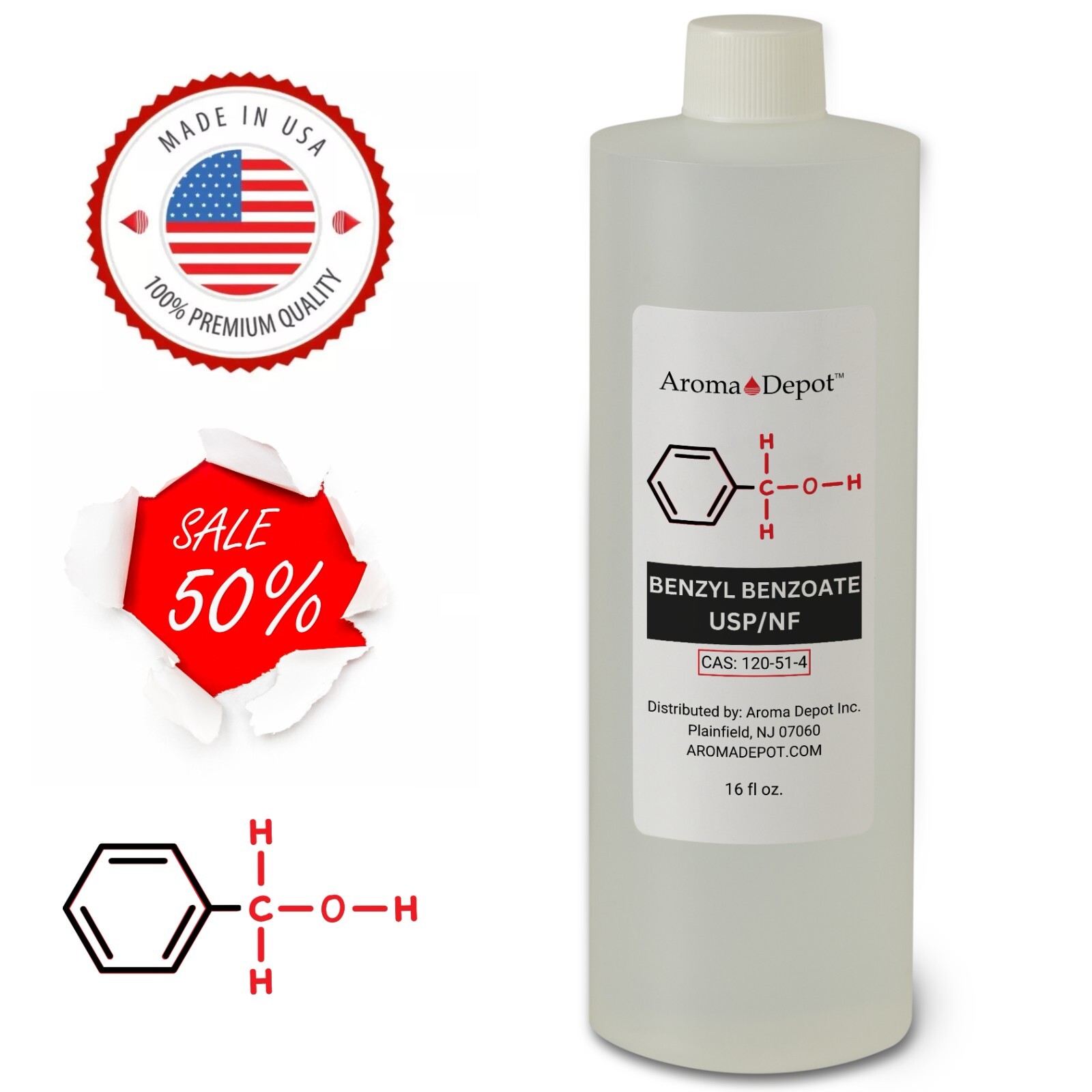 16 oz. Benzyl Benzoate USP/NF Wholesale Cas: 120-51-4 Bulk for Aroma, Cosmetics