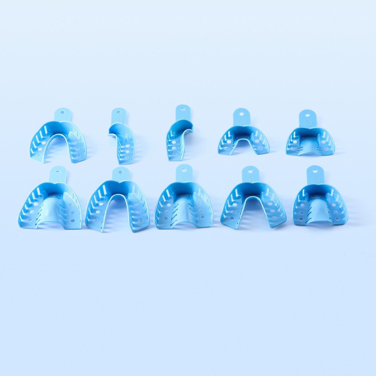 12Pcs Dental Impression Trays Perforated Plastic Denture trays Upper/Lower L/M/S