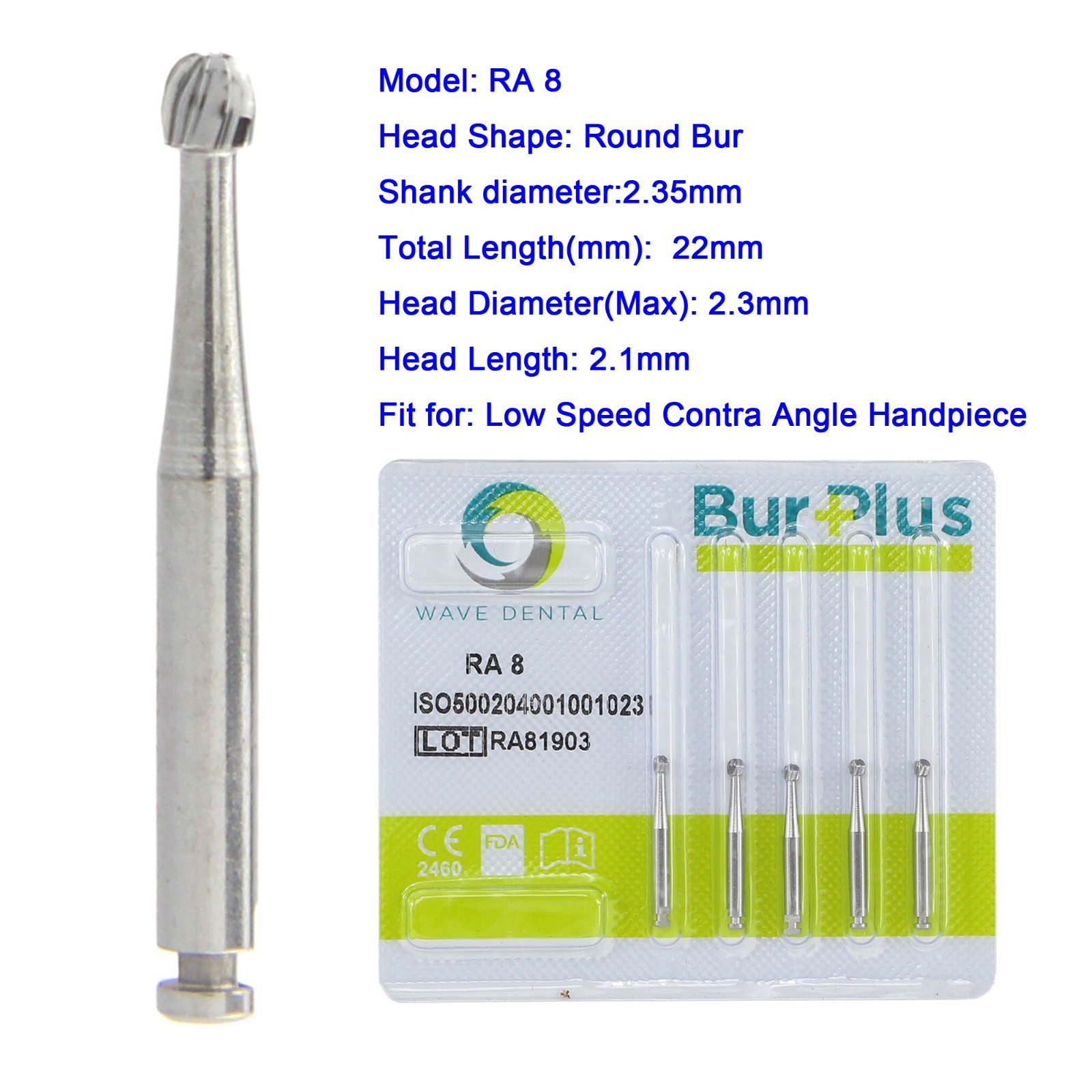 Wave Dental Carbide Burs Round Latch Bur RA 2 4 Long Surgical Bur LAOS RA SURG 4